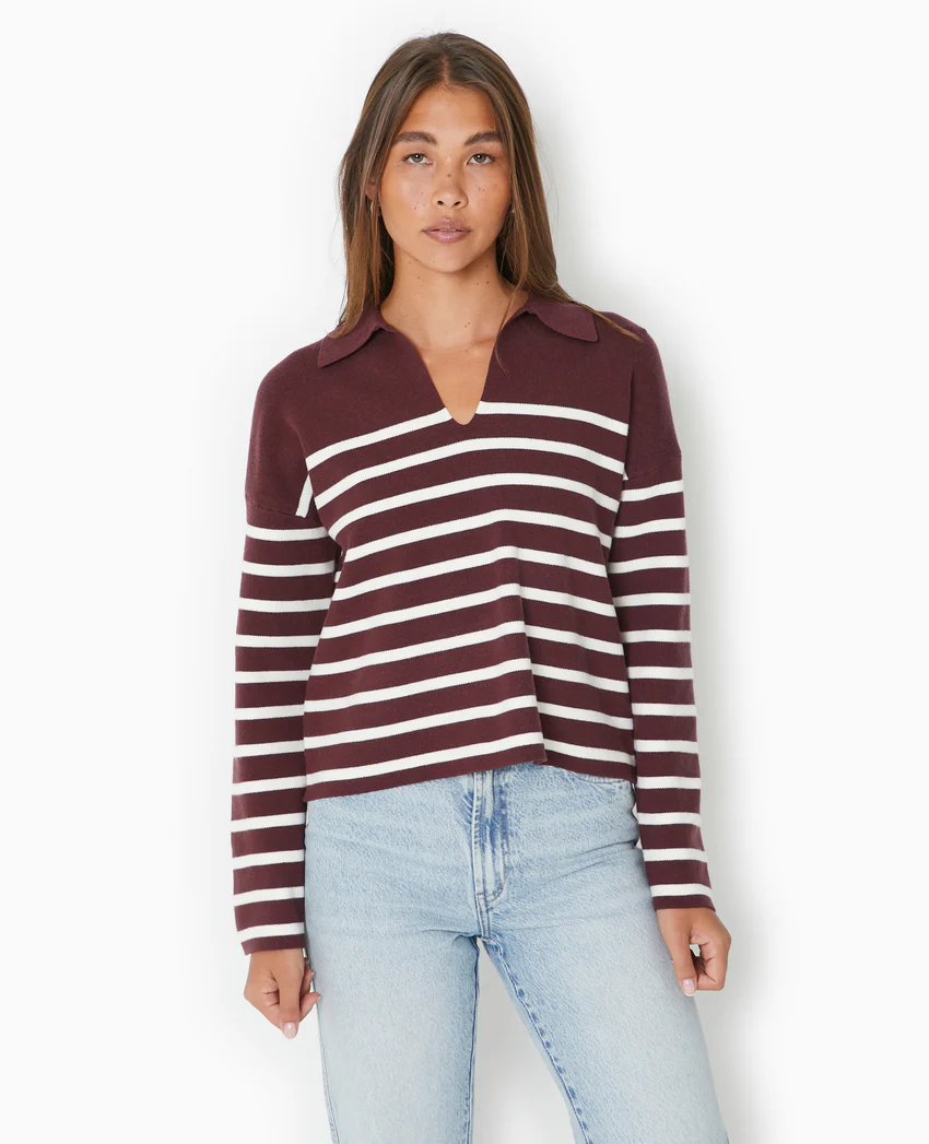 Pimkie Pull avec col en maille rayée