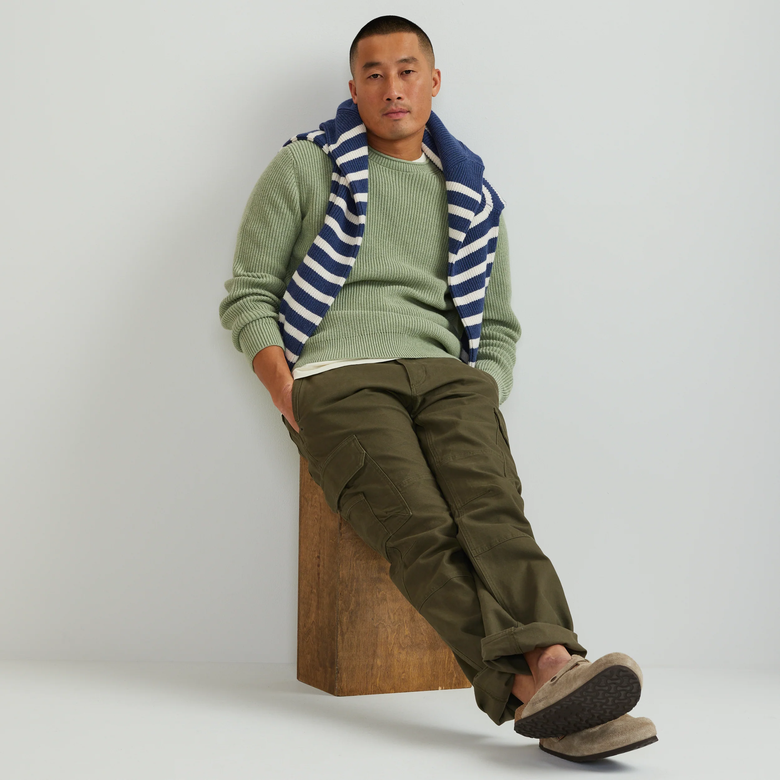 Men's Signature Roll Neck Sweater - Stripe - MoB Apparel