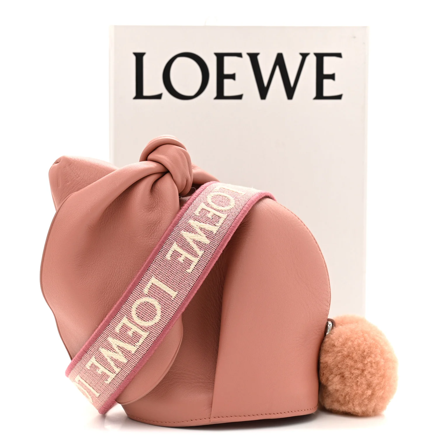 Calfskin Shearling Small Bunny Shoulder Bag Peach Bloom - Top Club