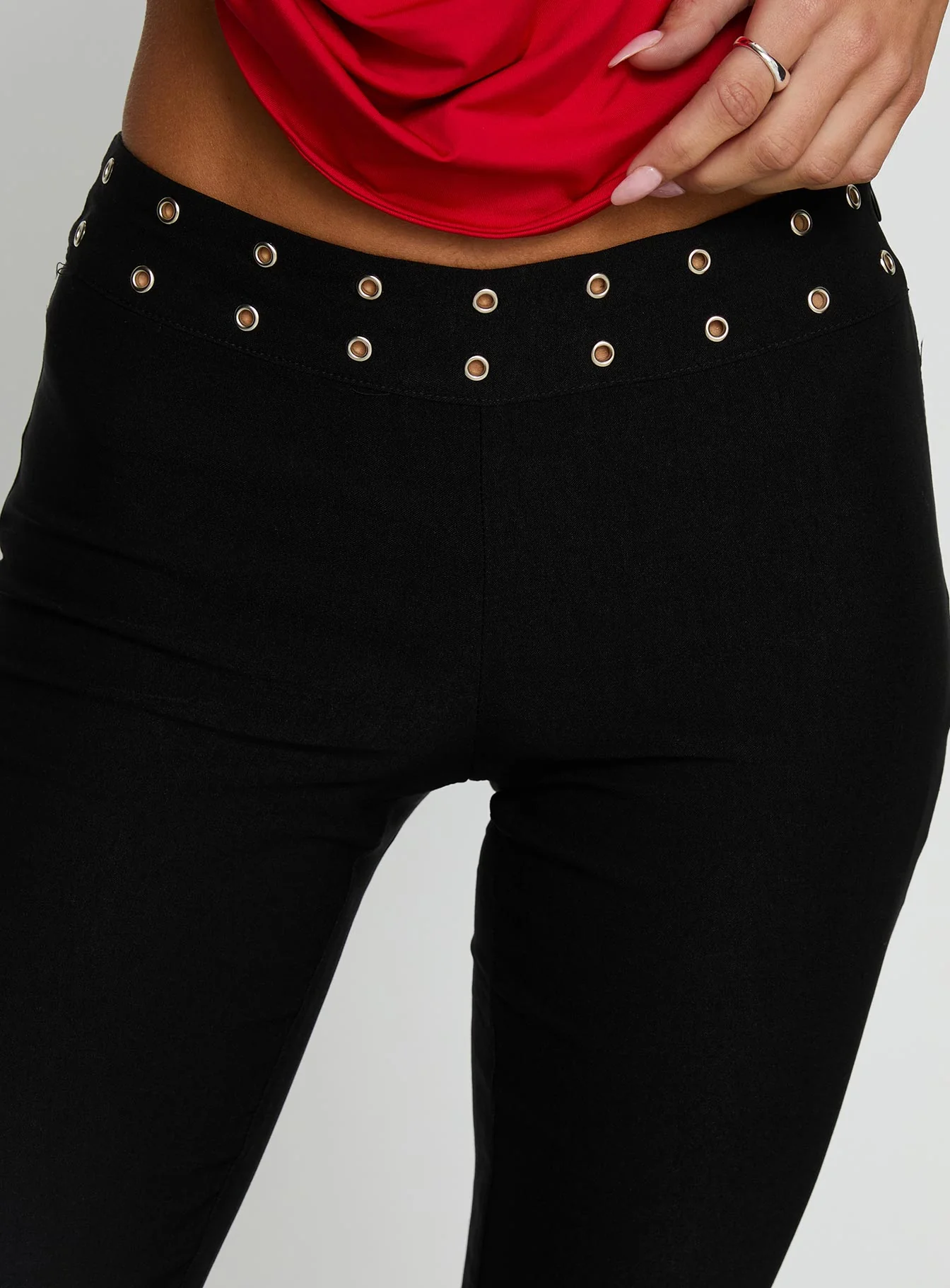 Yevina Eyelet Flare Pant Black