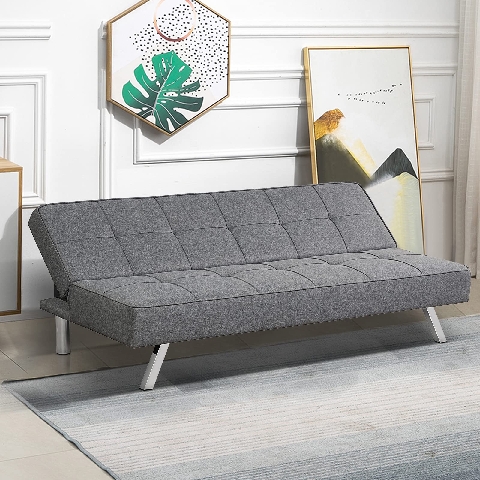 BEFOUNDLOVELY 3 Seater Convertible Sofa Bed with 3 Adjustable Angles
