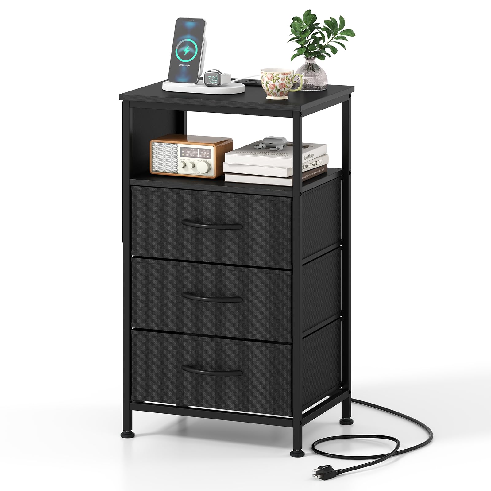 BEFOUNDLOVELY 1/2 Nightstand with Charging Station 27.5