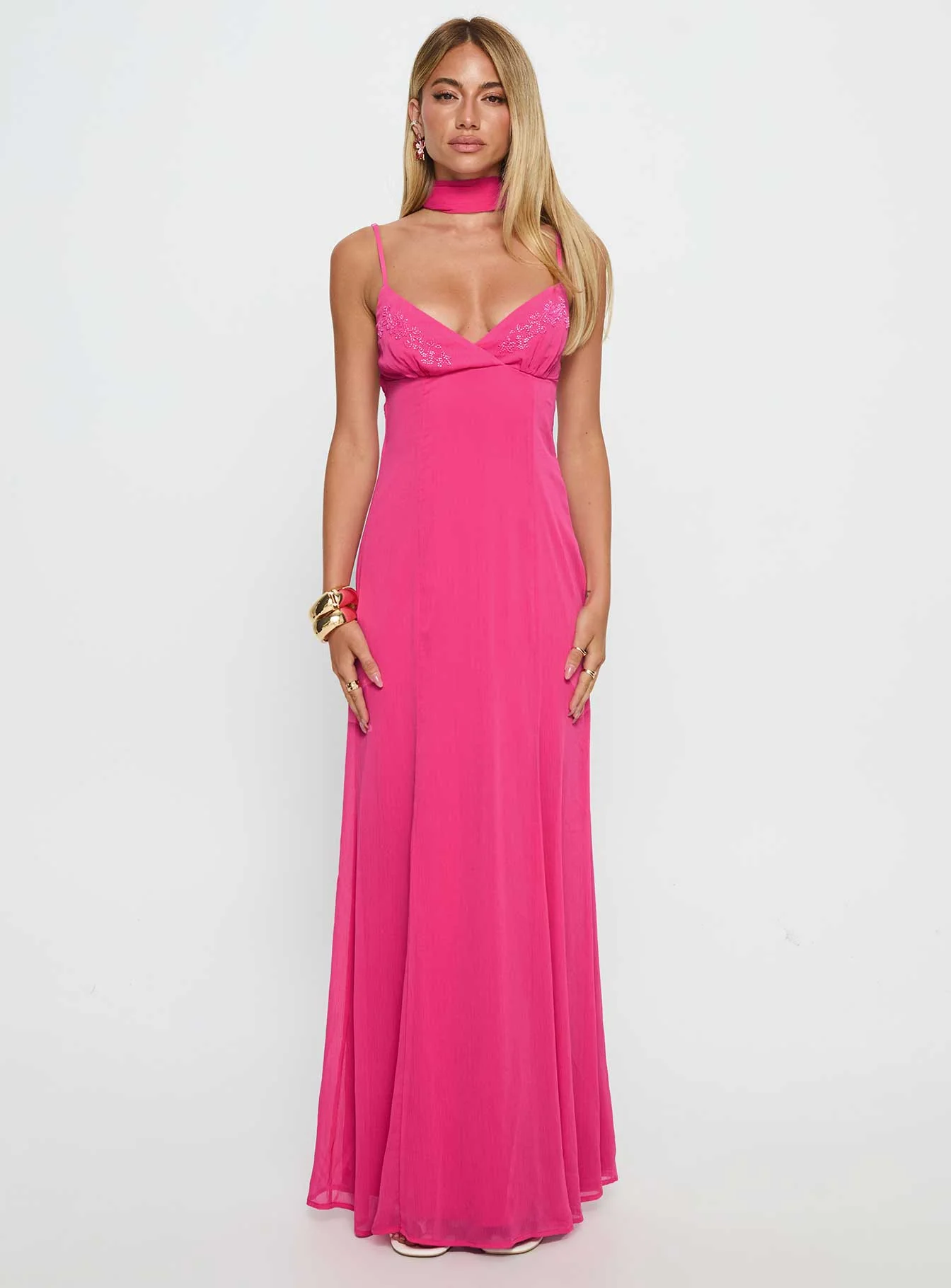 Jadira Scarf Maxi Dress Guava
