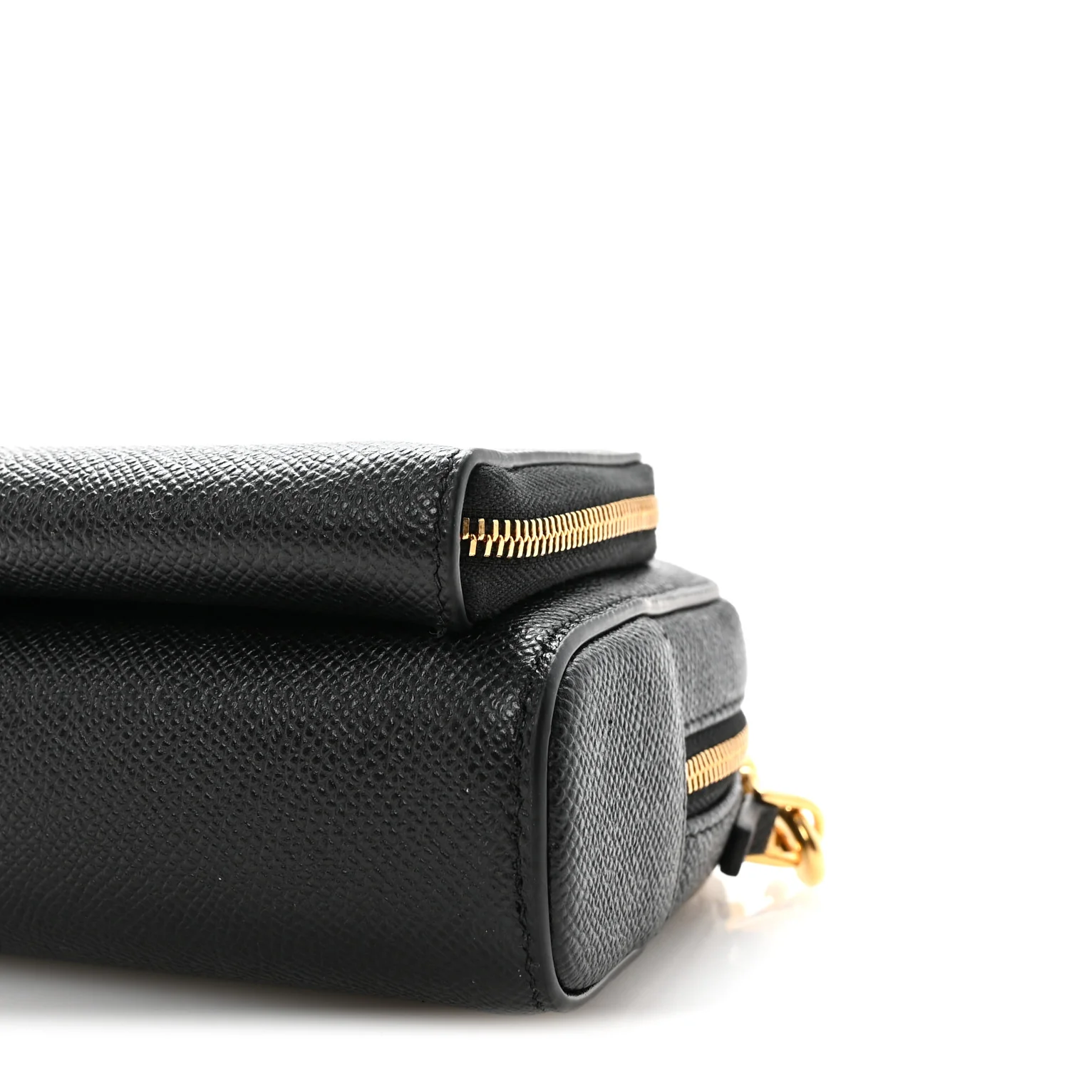 Grained Calfskin Caro Double Pouch Black - Top Club