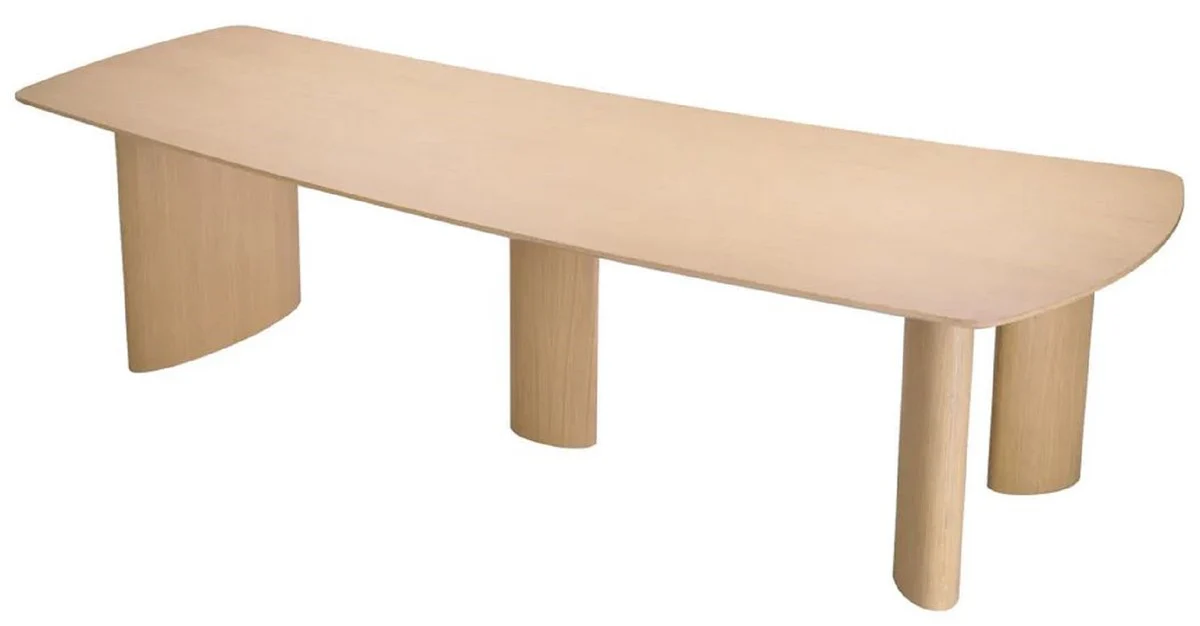 Luxury dining table natural colors 300 x 120 x H. 76.5 cm - solid wood kitchen table with slightly curved table top - dining room furniture - kitchen furniture - luxury furniture - luxury furnishings
