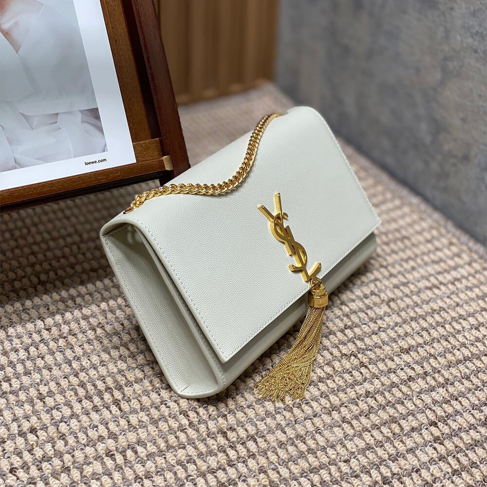 YSL kate medium tassel in grain de poudre embossed leather - Top Club