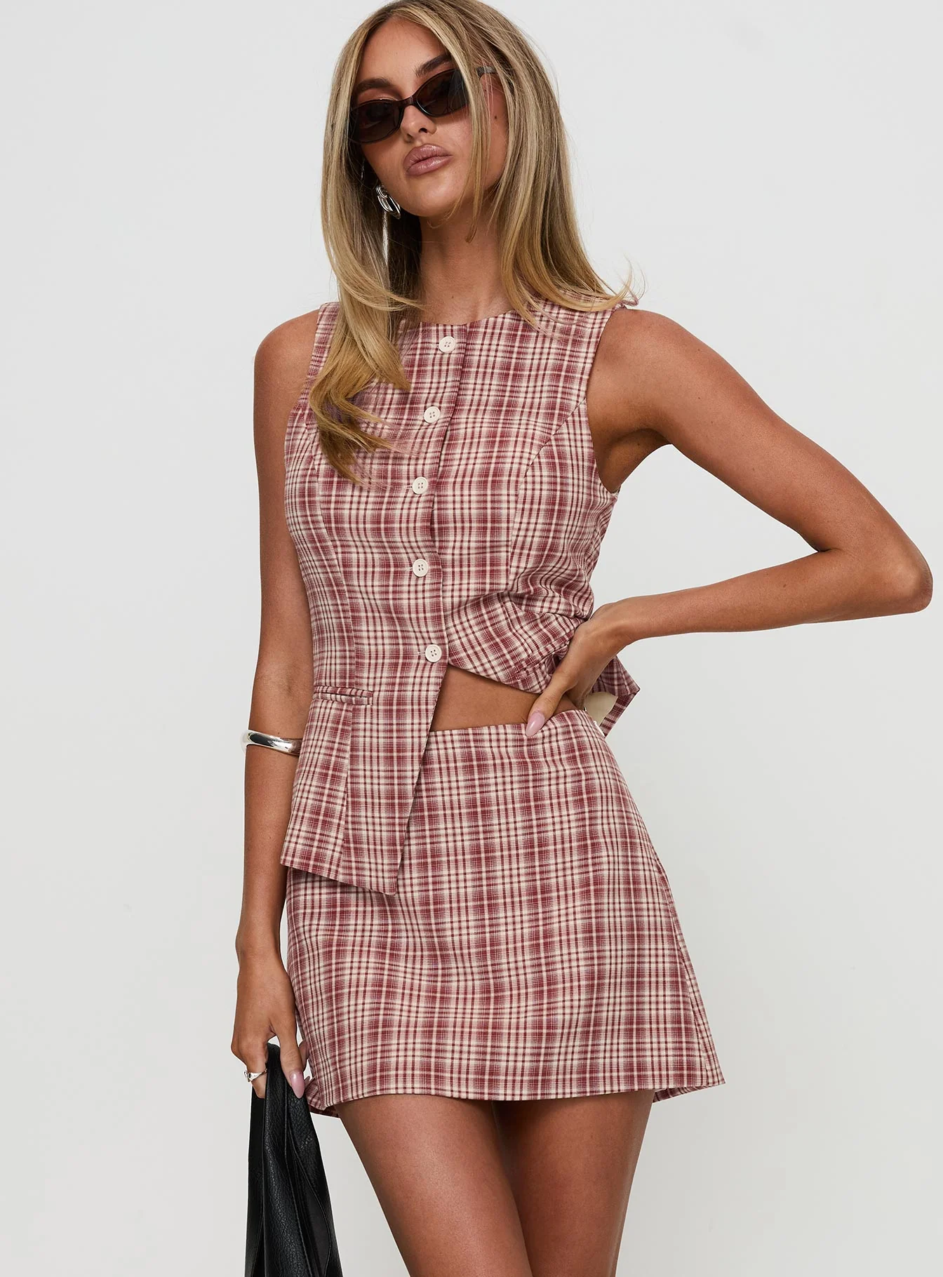 Theodosia Mini Skirt Red Check