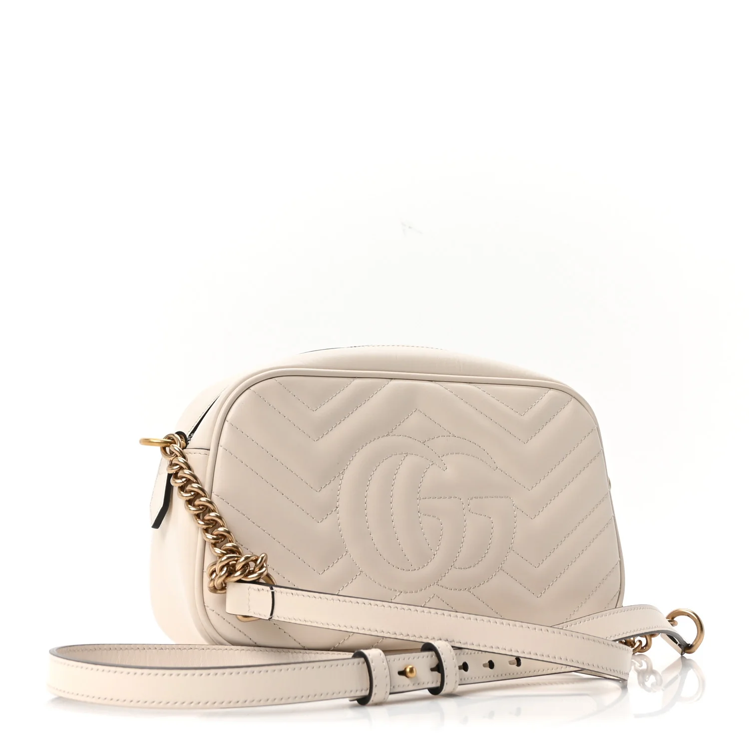 Calfskin Matelasse Small GG Marmont Chain Shoulder Bag White - Top Club