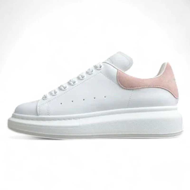 Alexander McQueen White Oversized Sneaker with Pink Suede Heel Tab - Sneaker Replica Workshop
