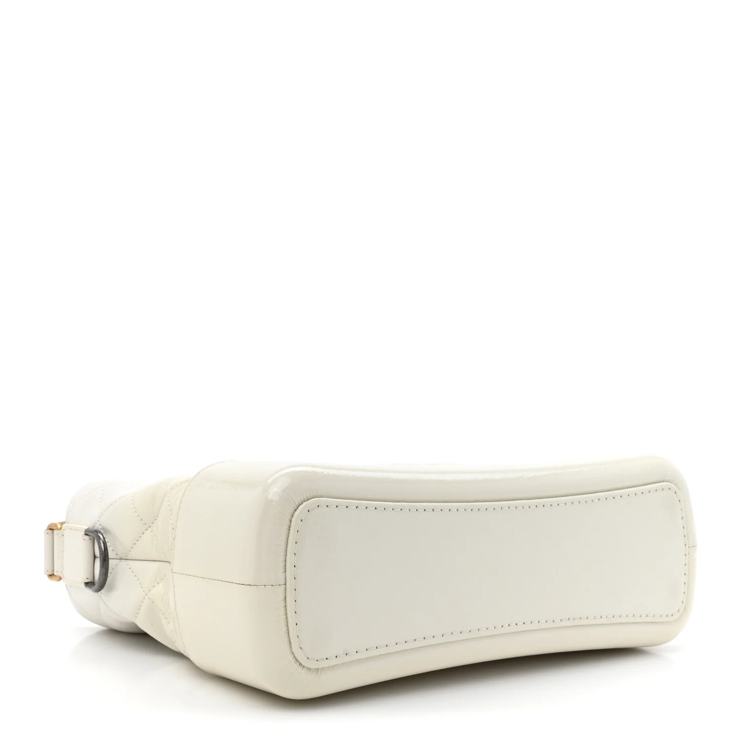 Patent Goatskin Quilted Medium Gabrielle Hobo White - Top Club