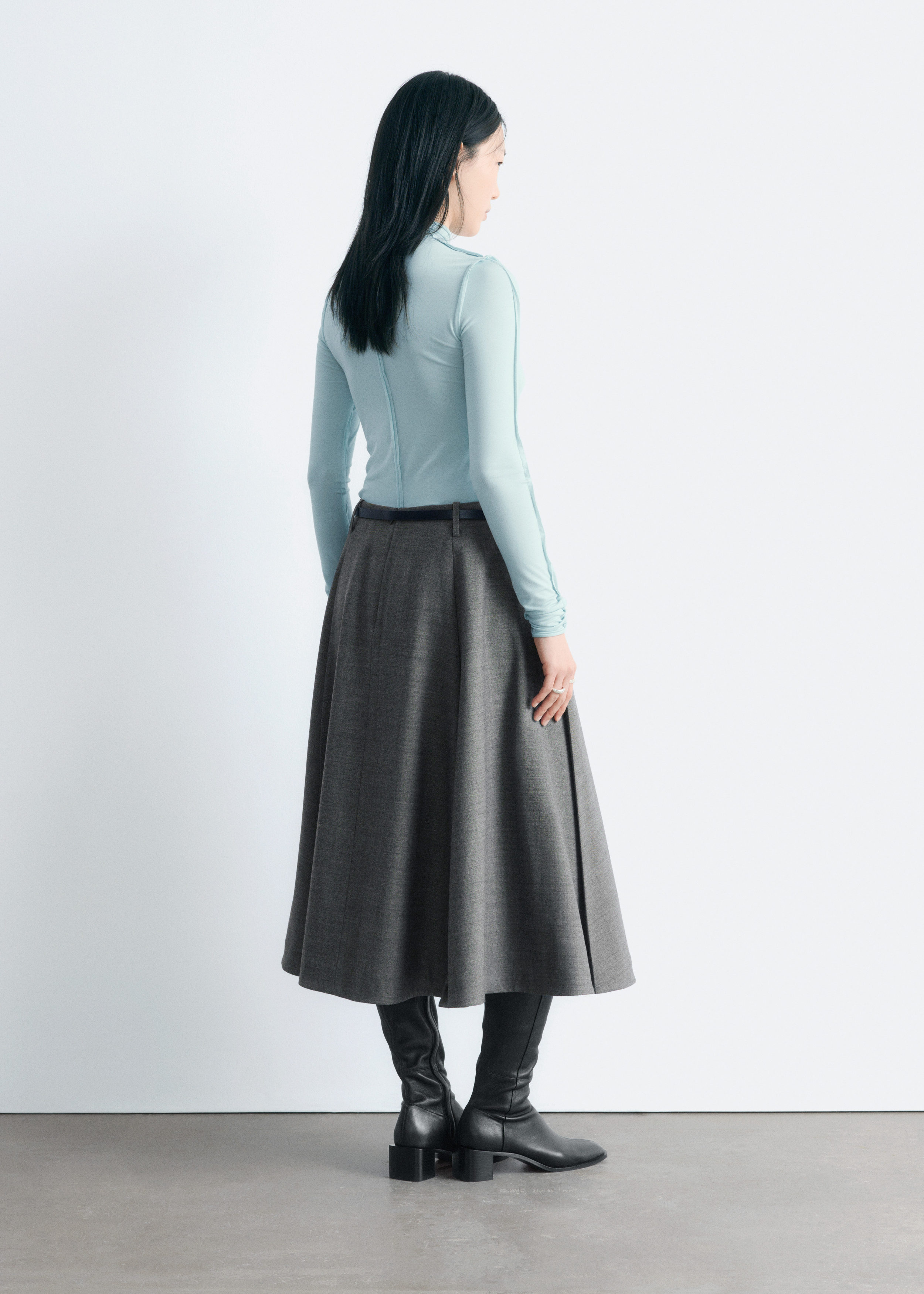 & Other Stories PLEATED WOOL MIDI SKIRT