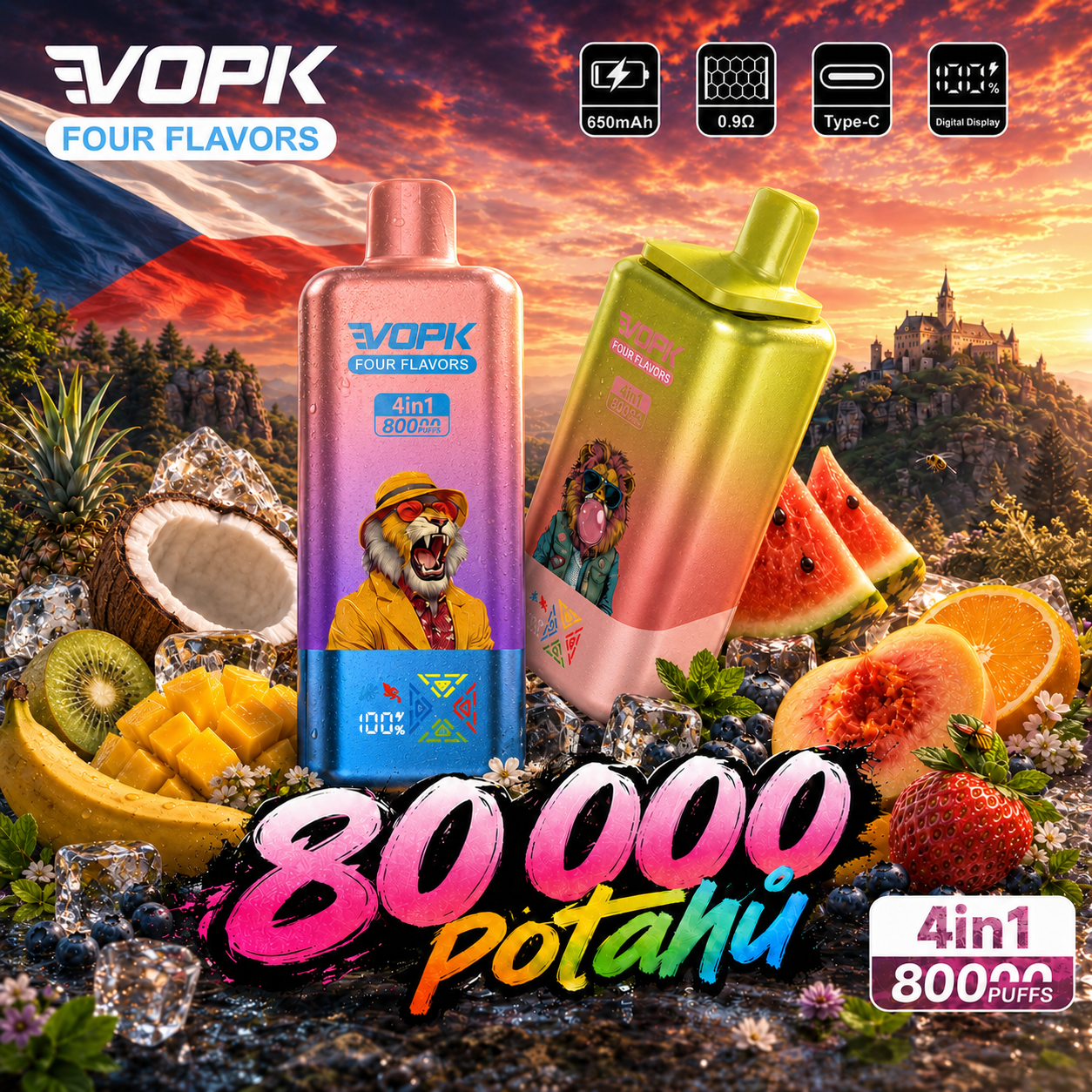VOPK 80 000 potahů – 4 příchutě v jednom zařízení | Nejlepší poměr cena/výkon