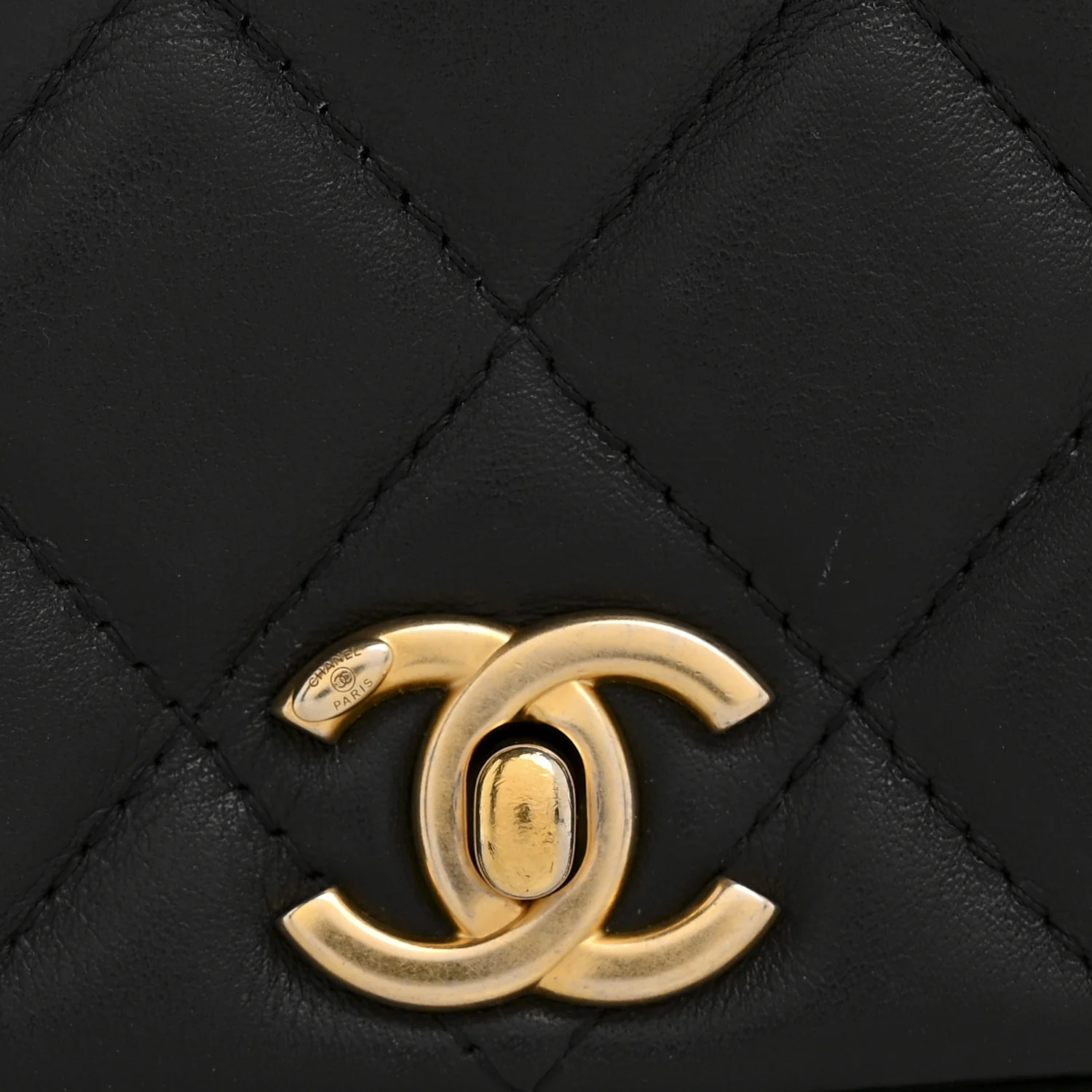 Calfskin Quilted Coco Mail Clutch With Chain Black - Top Club