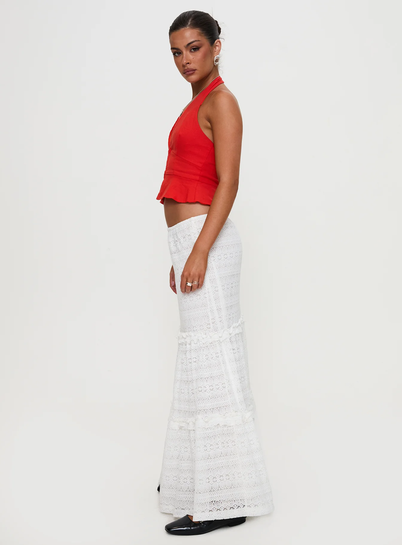 Buttacupe Lace Maxi Skirt White