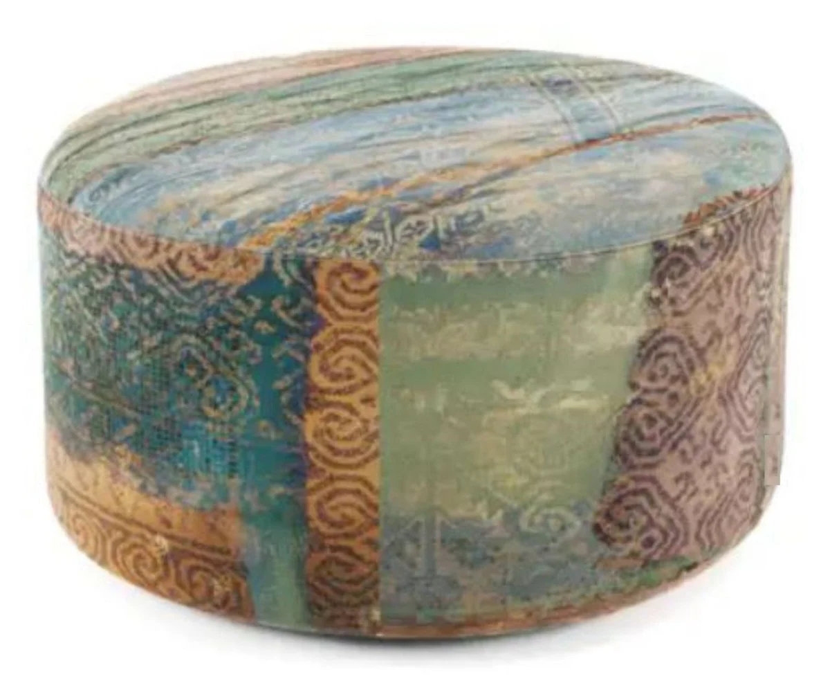 Luxury footstool multicolored Ø 75 x H. 30 cm - Round velvet stool - Living room furniture - Hotel furniture - Luxury furniture - Luxury furnishings