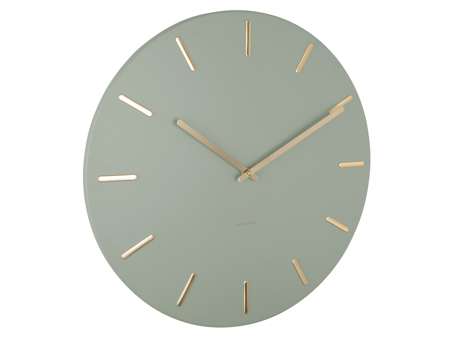 Wall clock Charm jungle green with gold battons