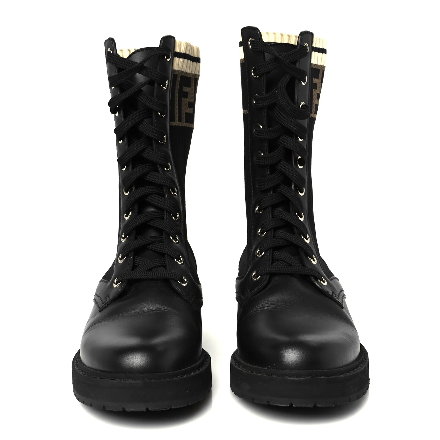 Calfskin Stretch Fabric Rockoko Biker Boots 36 Tobacco Black Marino - Top Club