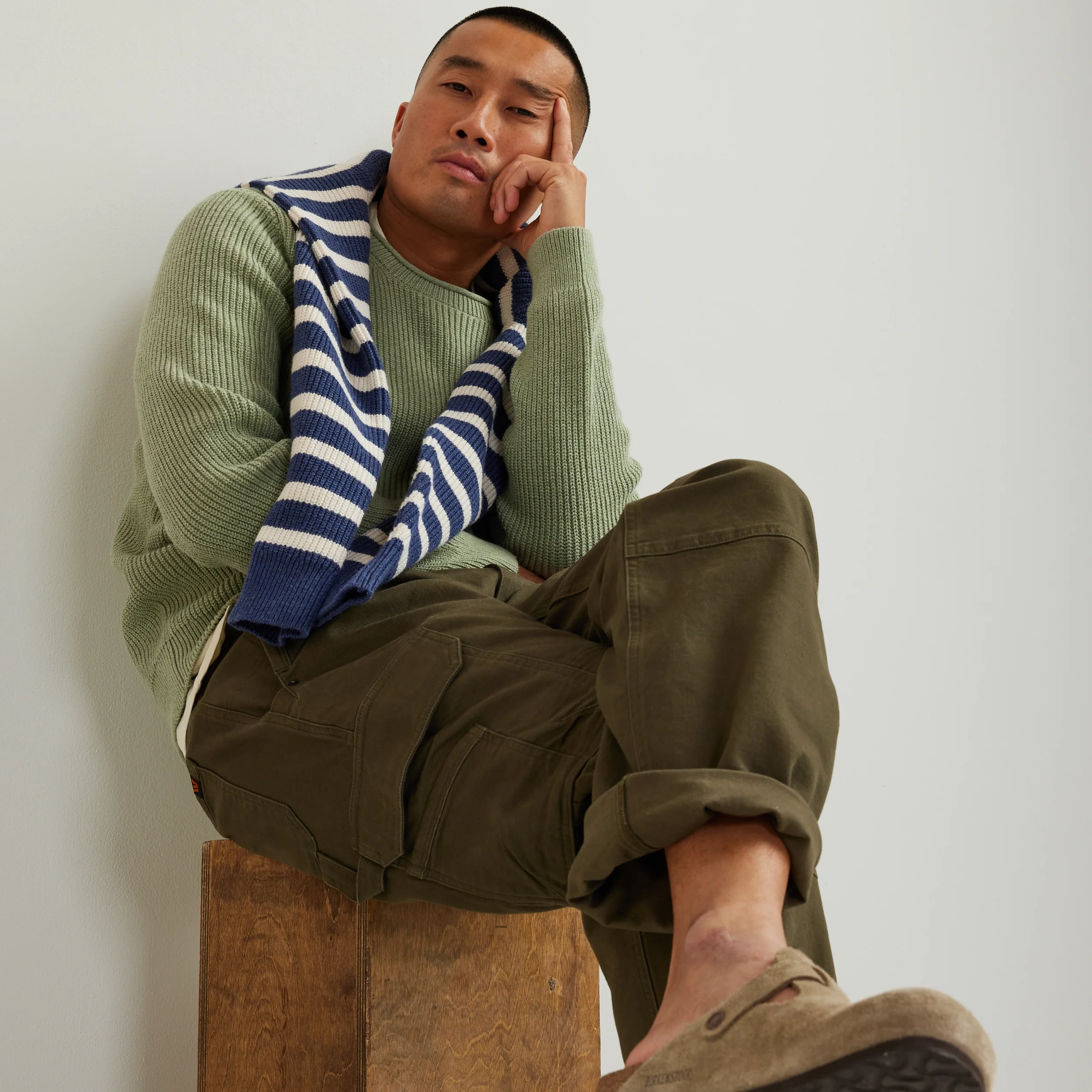 Men's Signature Roll Neck Sweater - Stripe - MoB Apparel