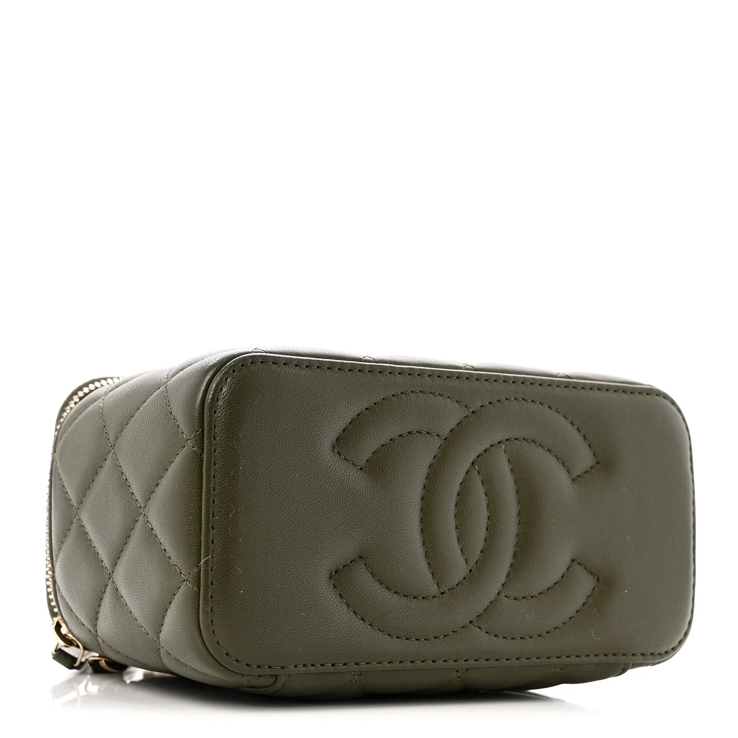 Lambskin Quilted Pick Me Up Vanity Case Khaki - Top Club