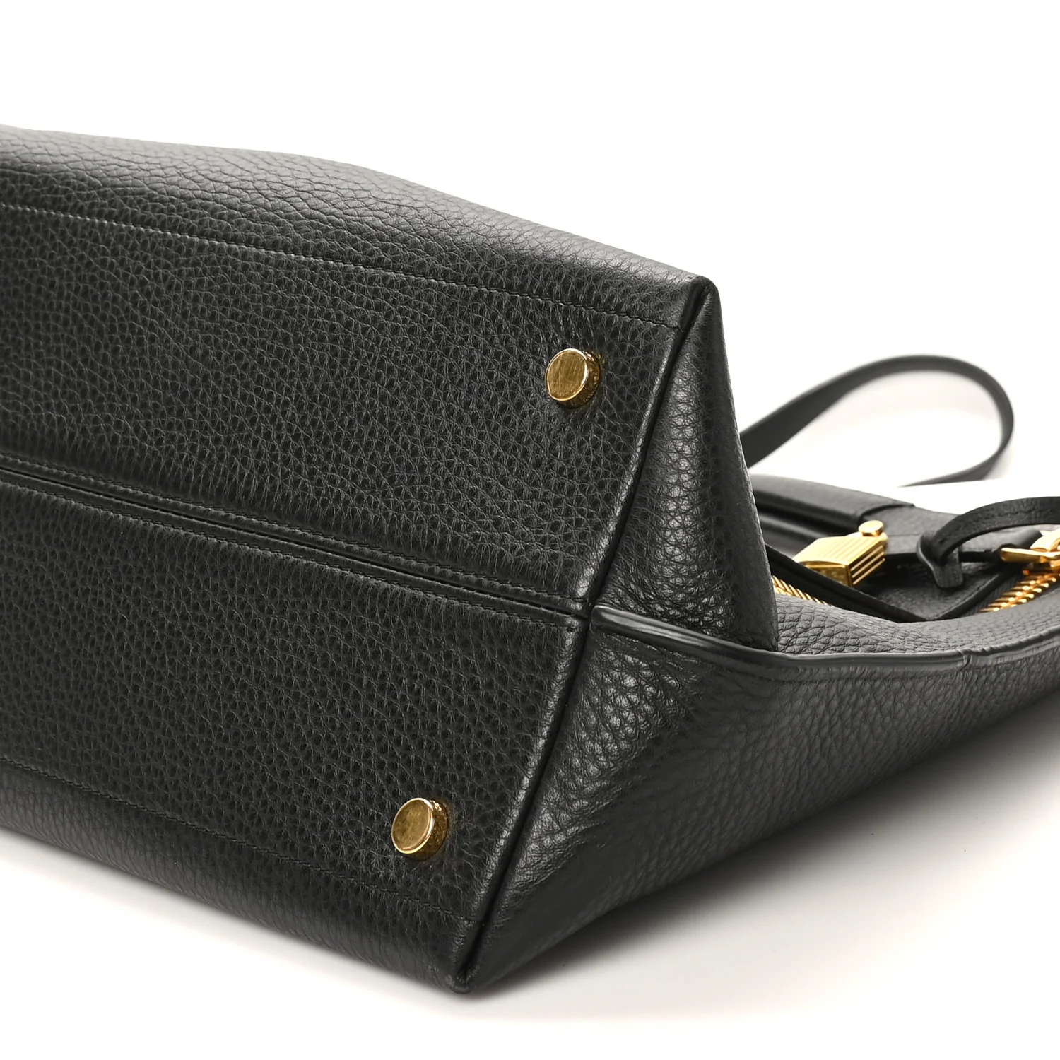 Pebbled Calfskin Alix Padlock Foldover Bag Black - Top Club