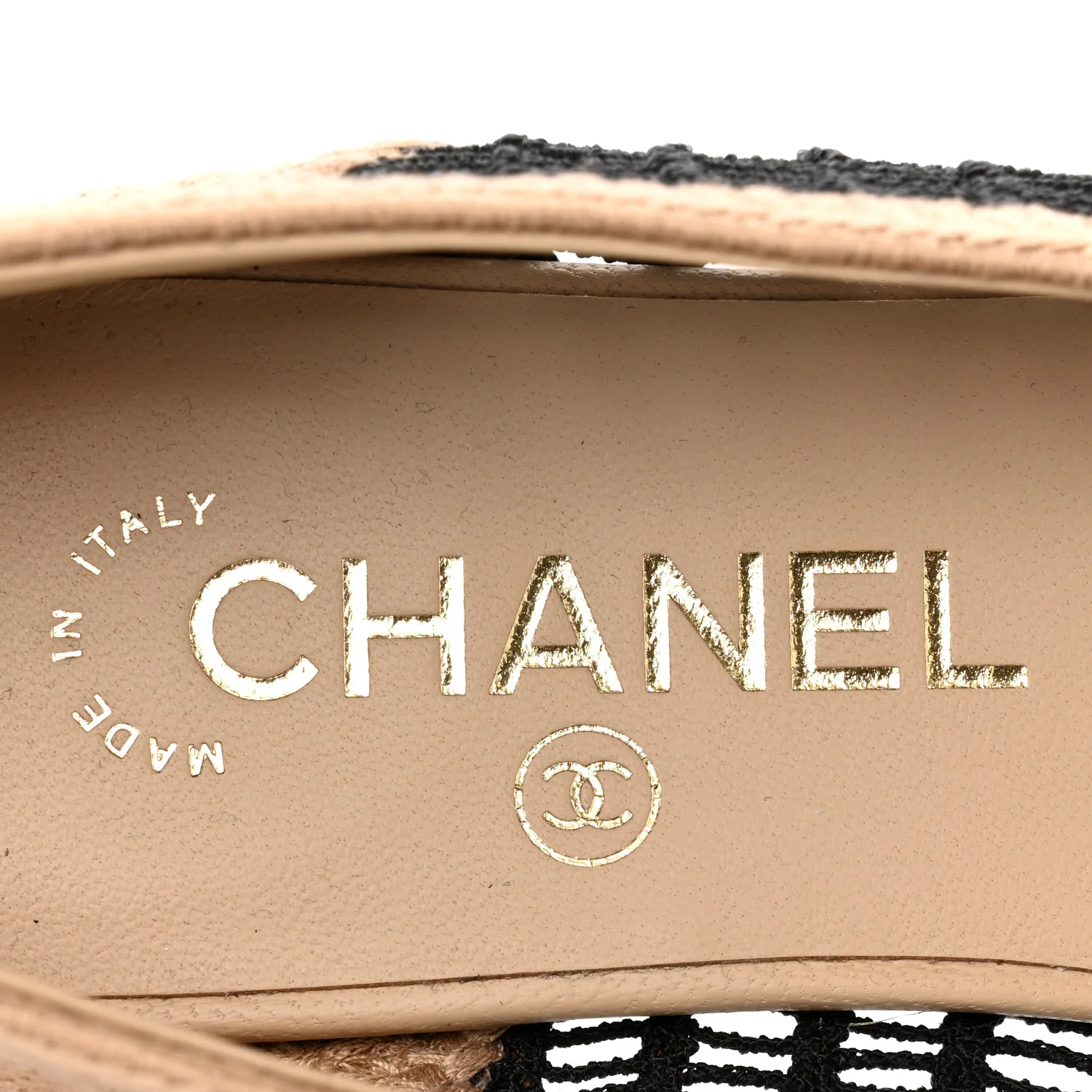 Raffia Cap Toe Ballerina Flats 36.5 Black Beige - Top Club