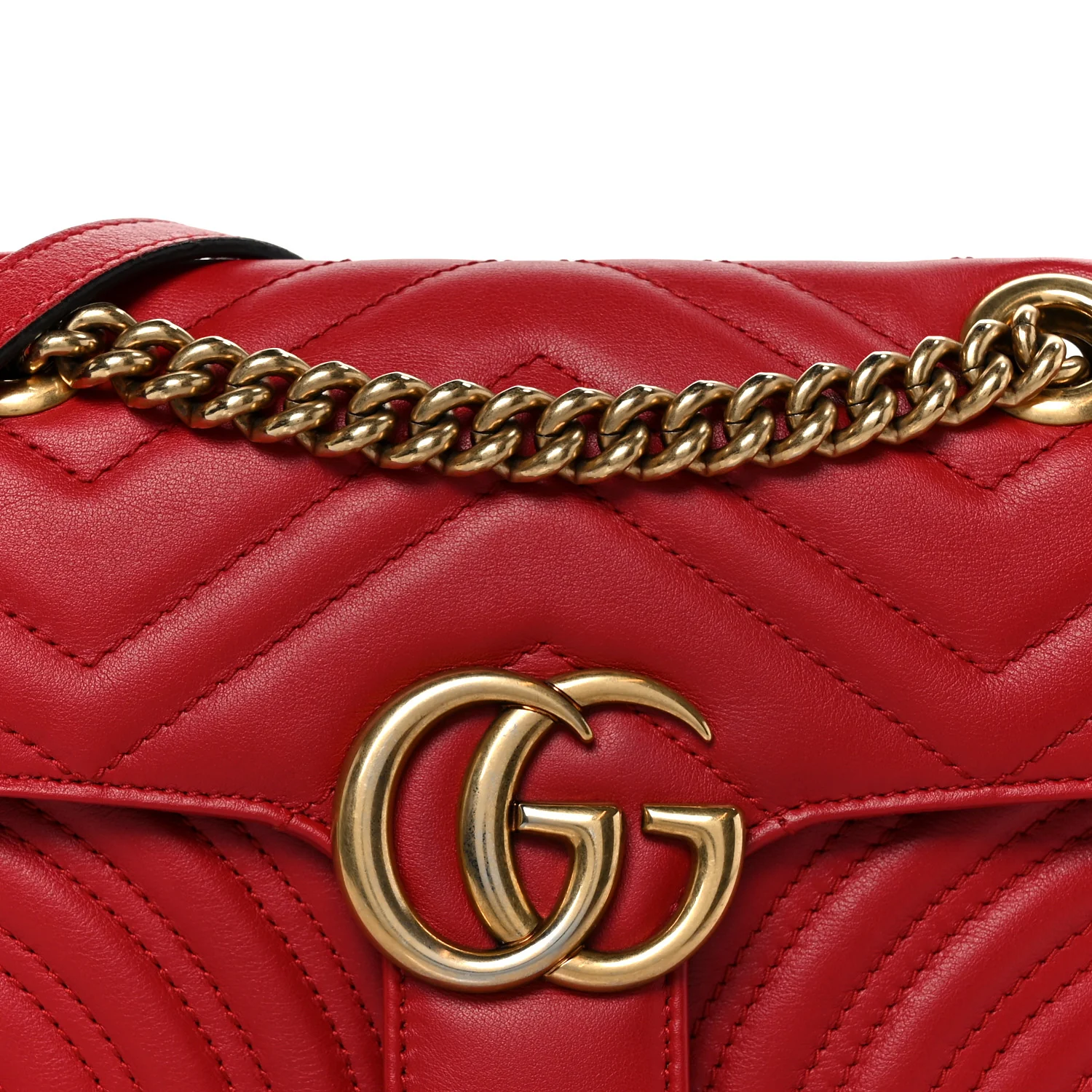 Calfskin Matelasse Mini GG Marmont Shoulder Bag Hibiscus Red - Top Club