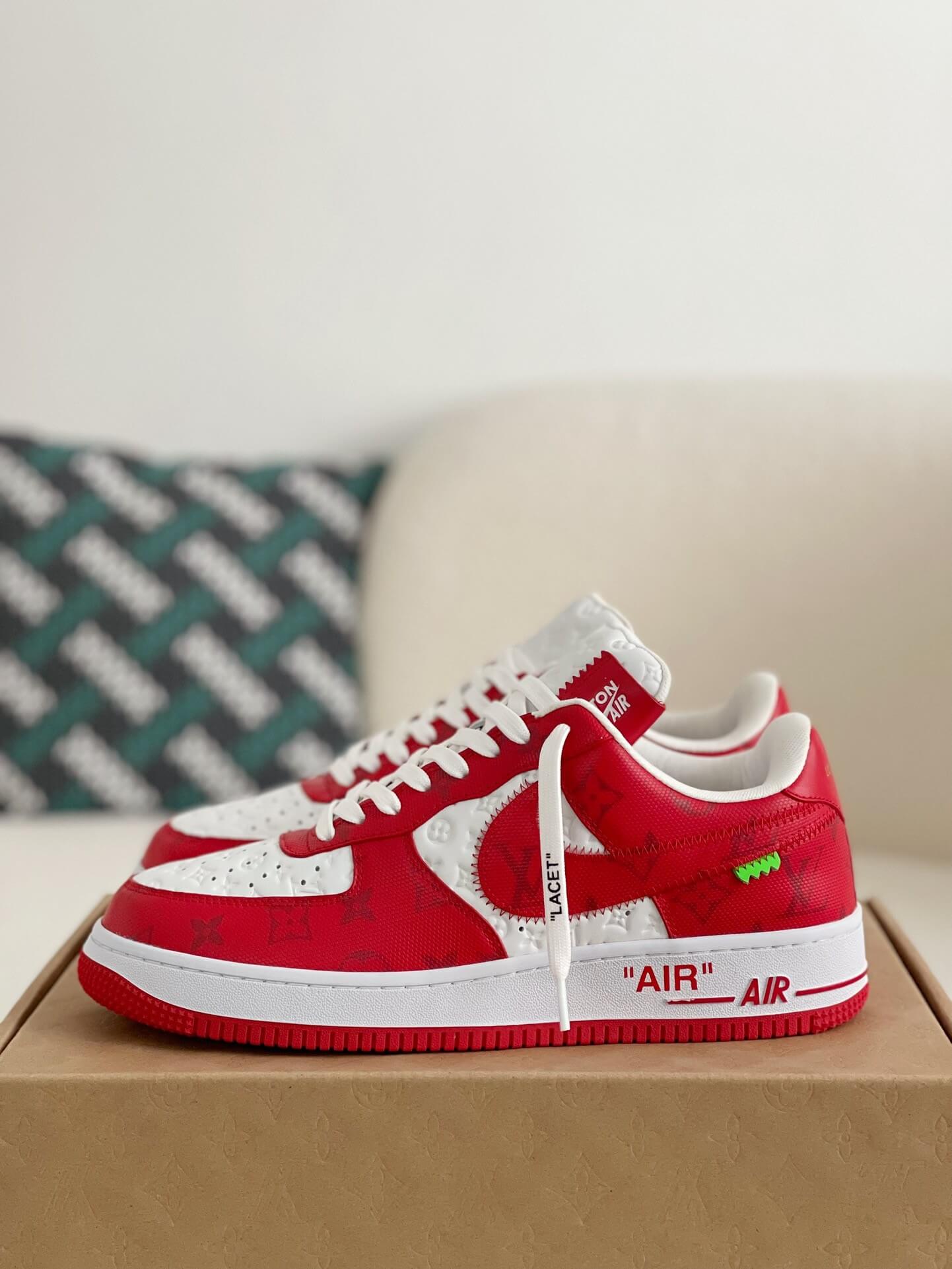 Louis Vuitton X Air Force 1 Low Red White Sneakers - Sneaker Replica Workshop