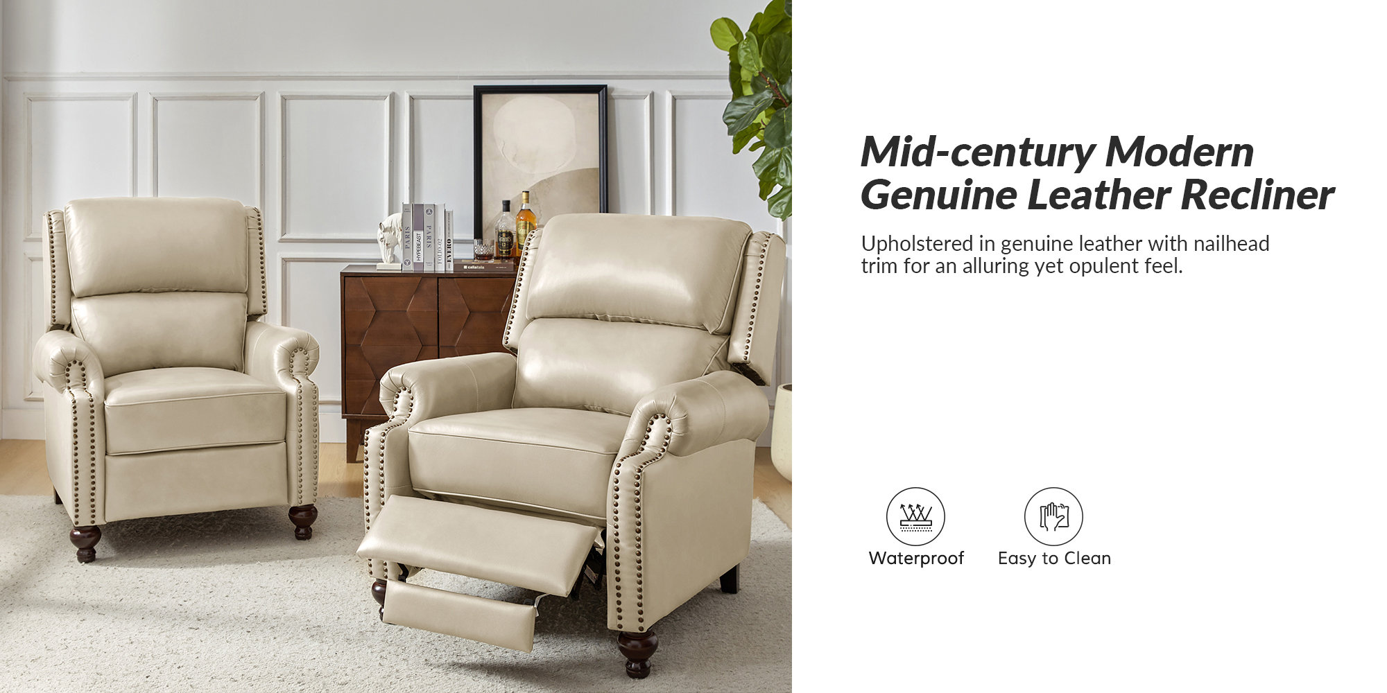 Adeesa Genuine Leather Recliner