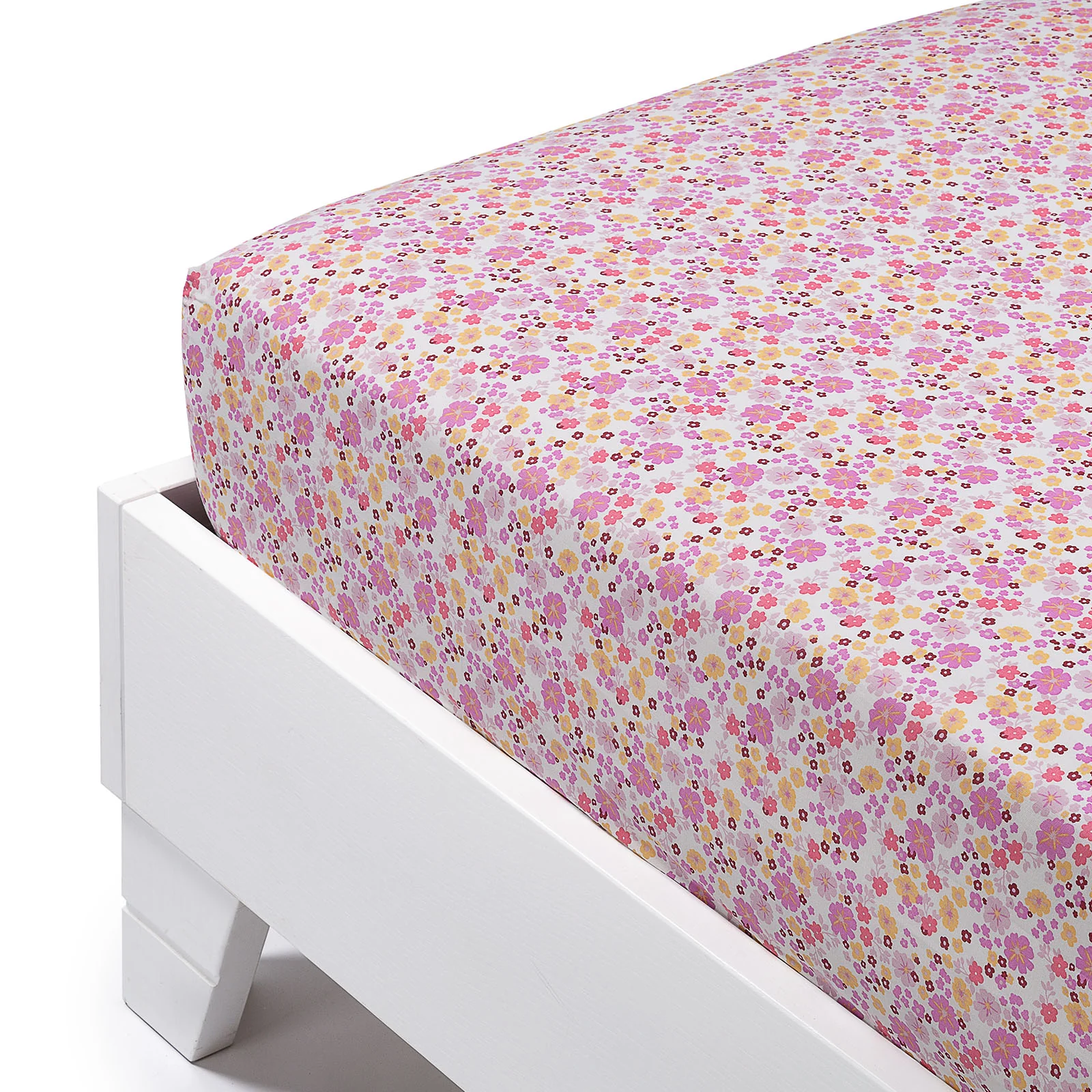 Lower sheet in cotton Provence single coral caleffi