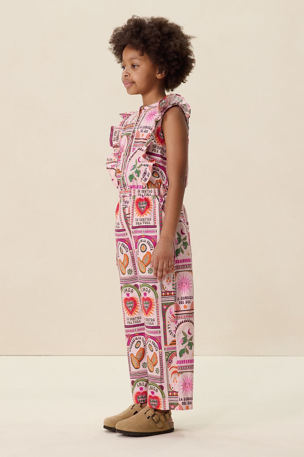Lichtroze jumpsuit met print