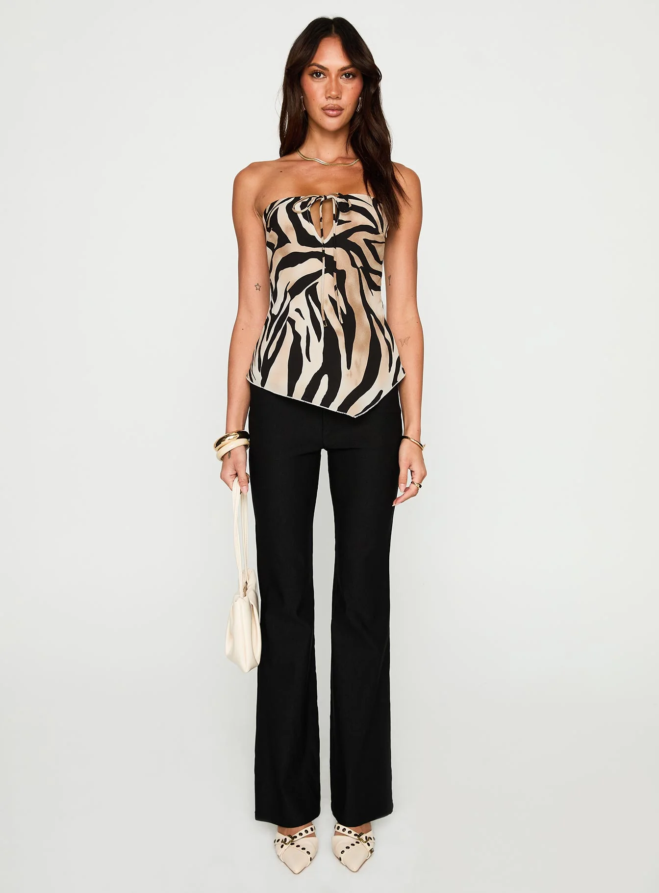 I Wonder Strapless Cut Out Top Tiger