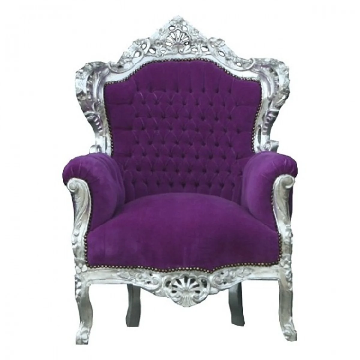 Baroque armchair King purple/silver