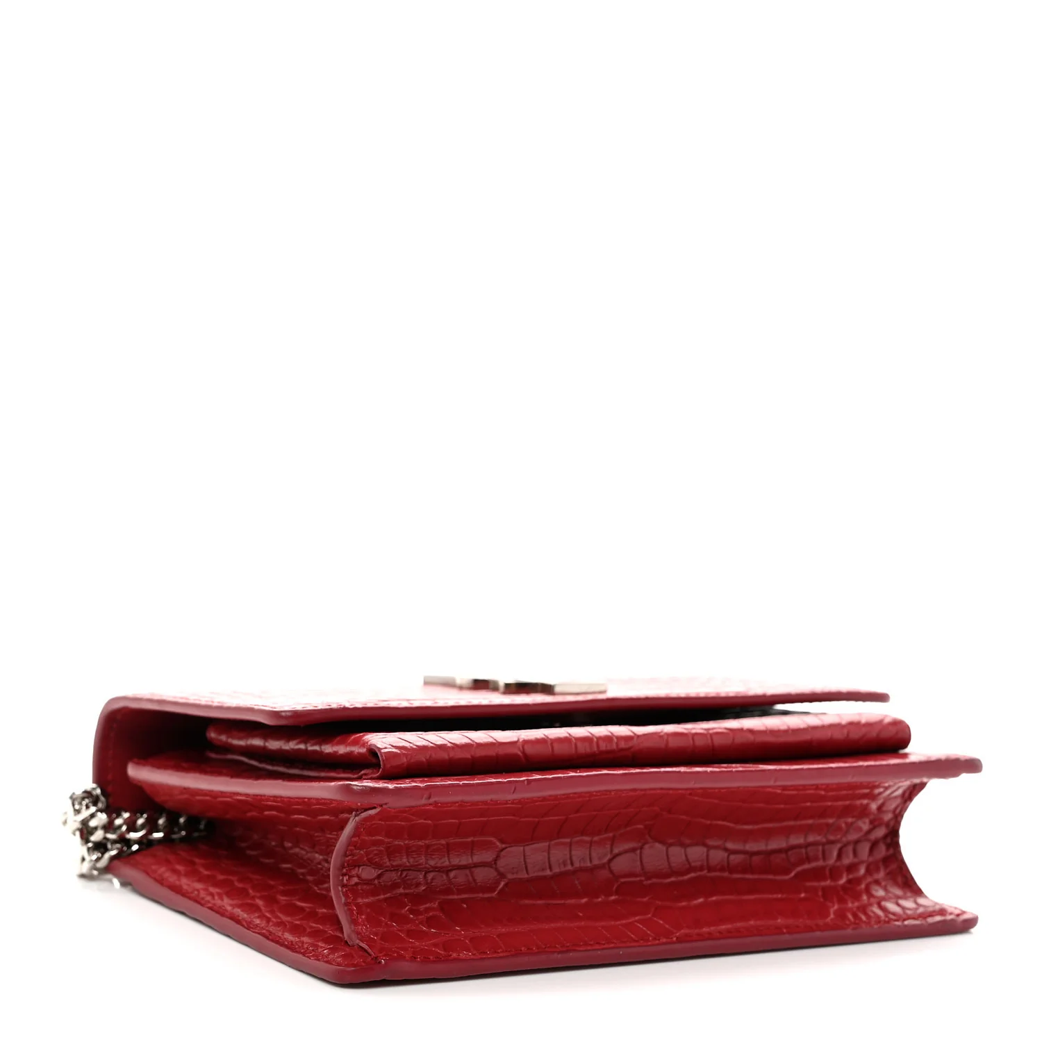 Calfskin Crocodile Embossed Monogram Sunset Chain Wallet Rouge Eros - Top Club