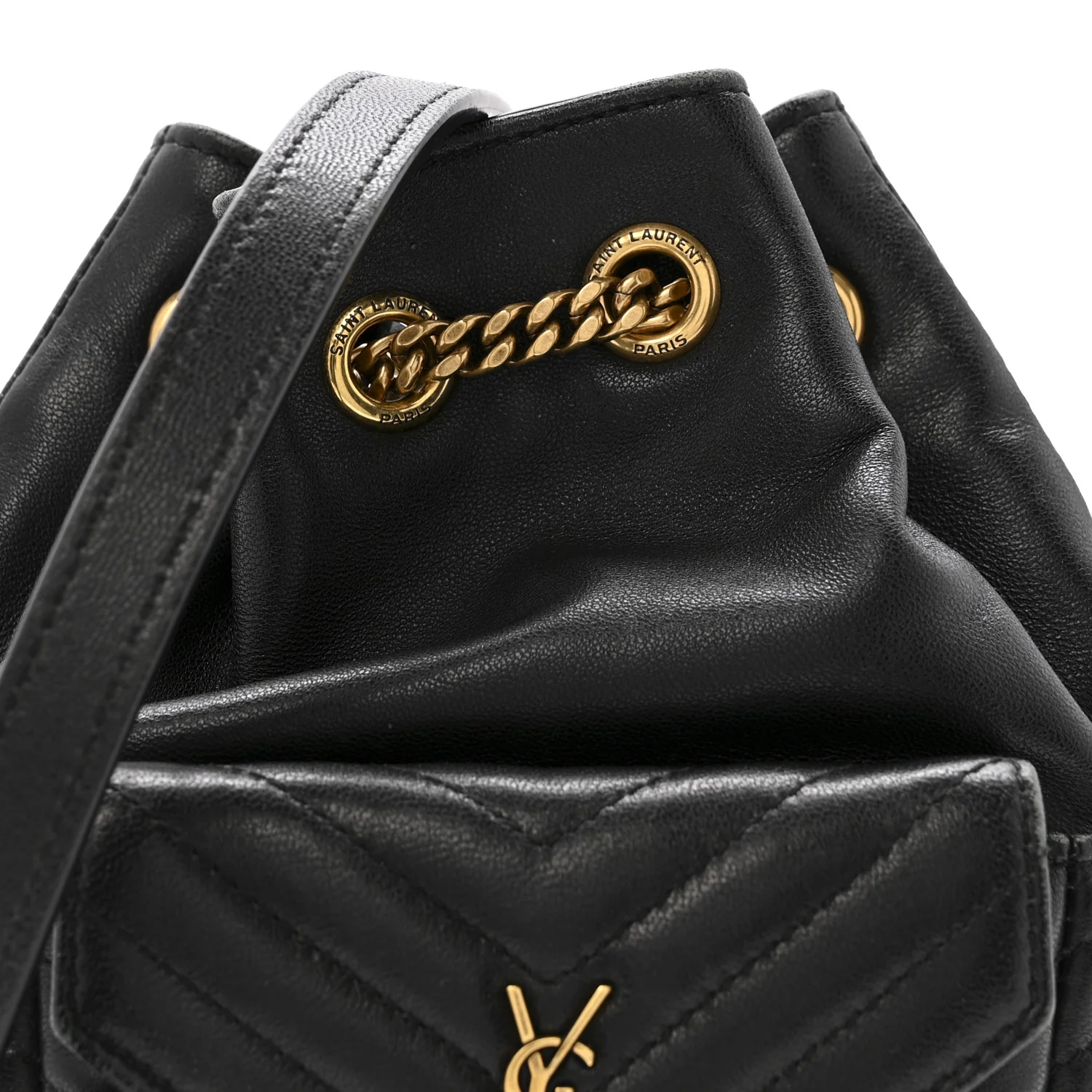 Lambskin Matelasse Monogram Joe Nano Bucket Bag Black - Top Club