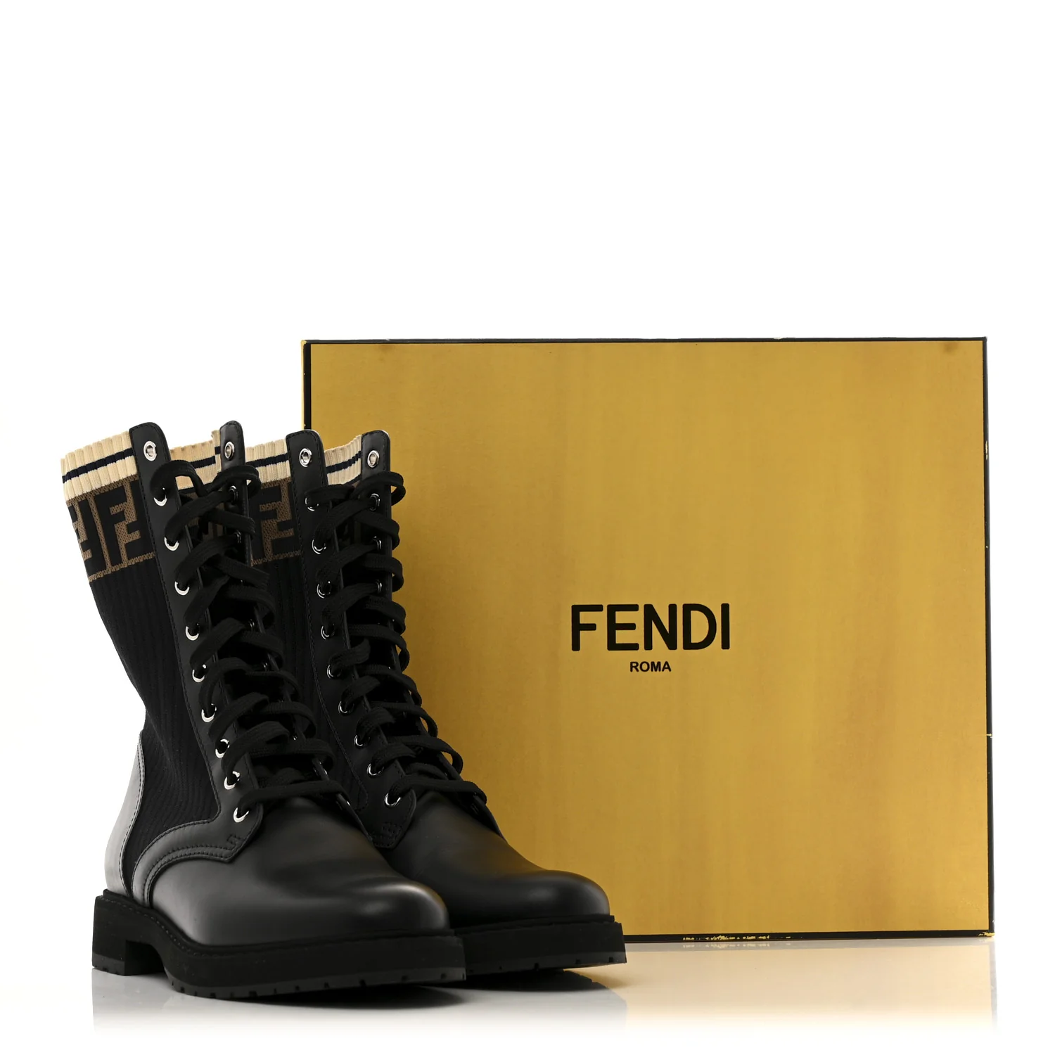 Calfskin Stretch Fabric Rockoko Biker Boots 40 Tobacco Black Marino - Top Club