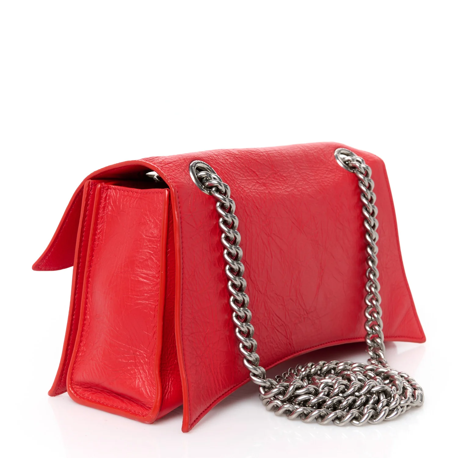 Arena Calfskin Small Crush Chain Bag Tomato Red - Top Club