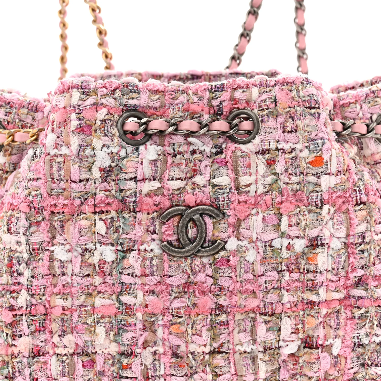 Tweed Calfskin Quilted Gabrielle Backpack Pink - Top Club