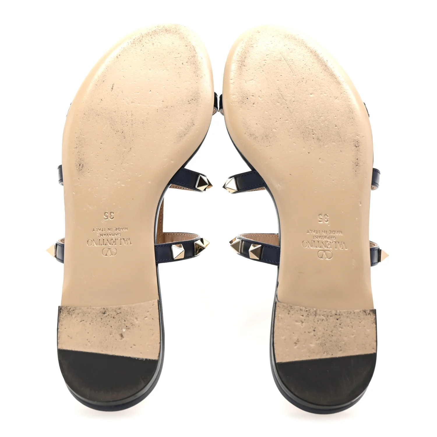 Nappa Rockstud Caged Flat Slide Sandals 35 Marine - Top Club