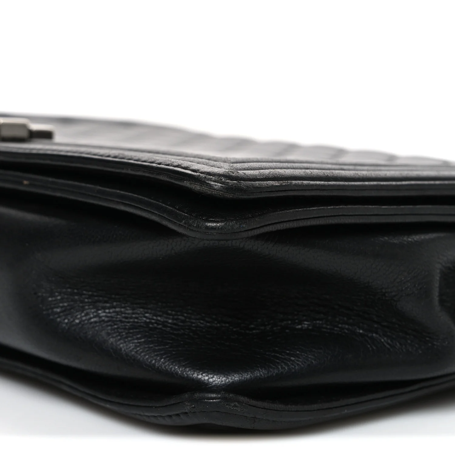 Lambskin Quilted Large Boy Flap Black - Top Club