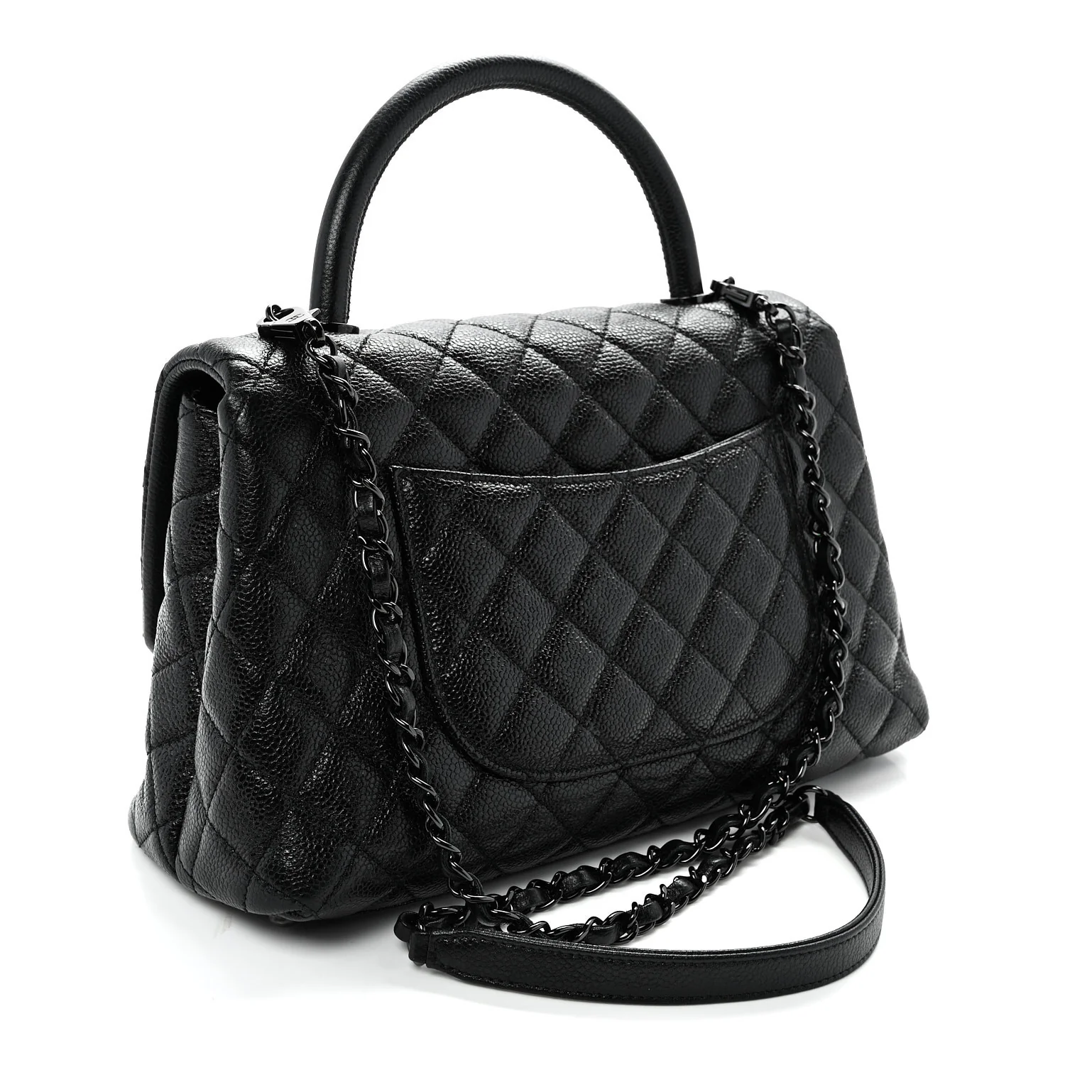 Caviar Quilted Small Coco Handle Flap So Black - Top Club