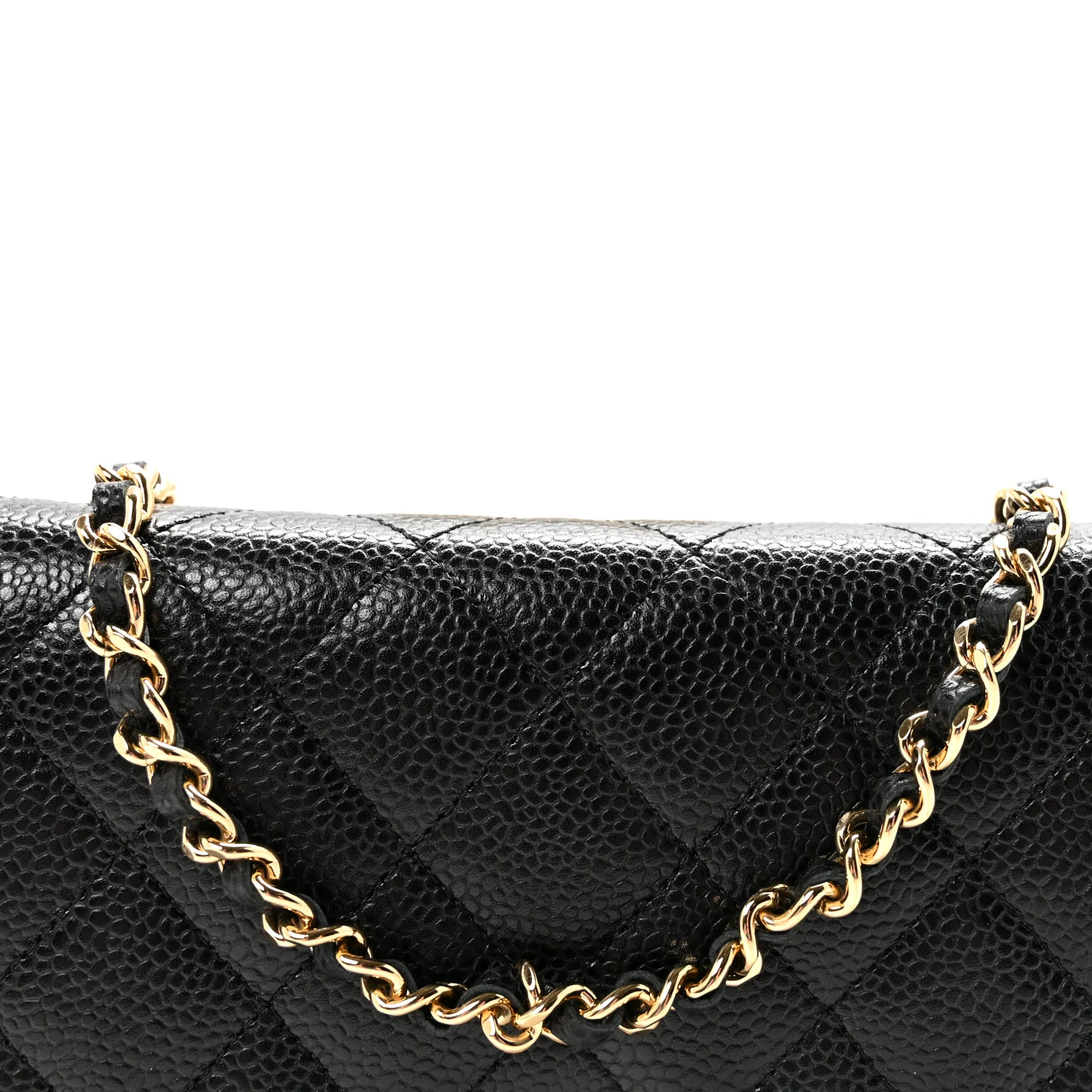 Caviar Quilted Wallet on Chain WOC Black - Top Club