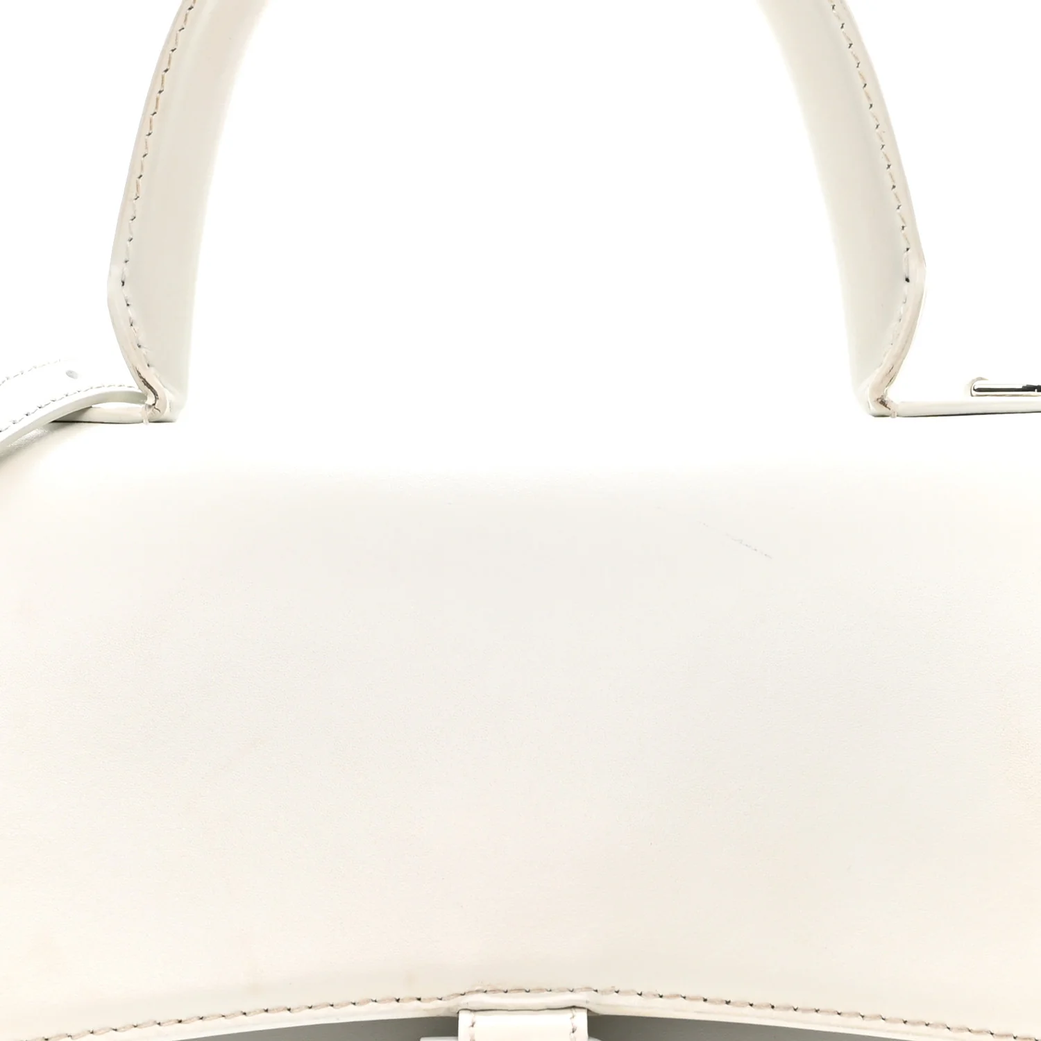 Shiny Box Calfskin Tonal B Hourglass Stretch Top Handle Bag White - Top Club