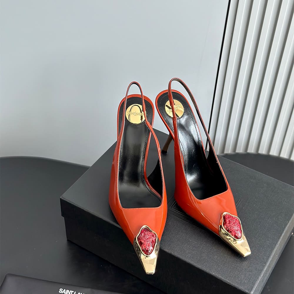 YSL Loulou Slingback Pumps in Patent Leather - Top Club