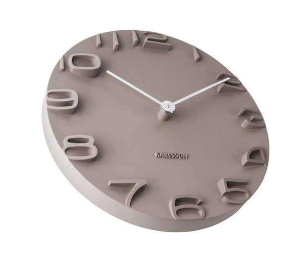 Wall clock on the Edge warm grey w. chrome hands