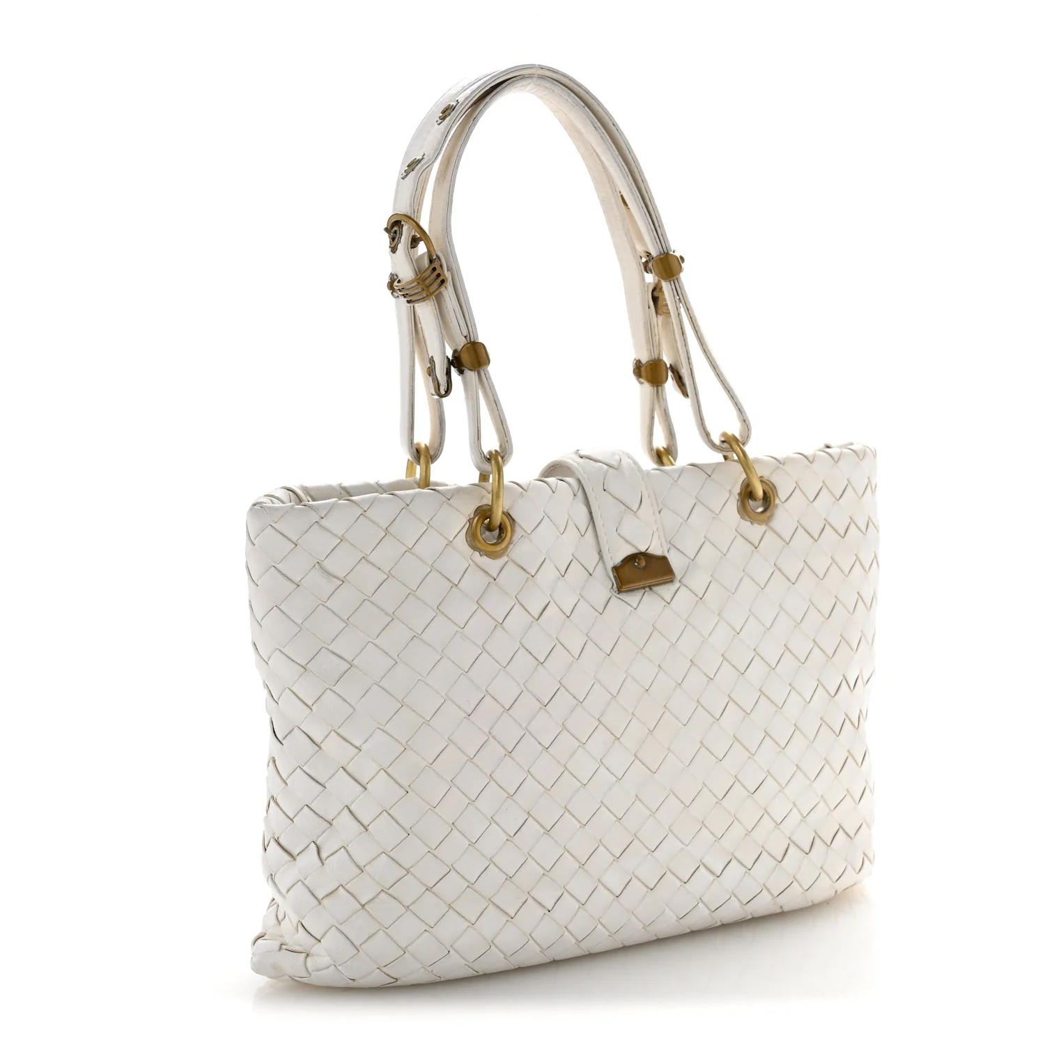 Nappa Intrecciato Small Capri Tote White - Top Club