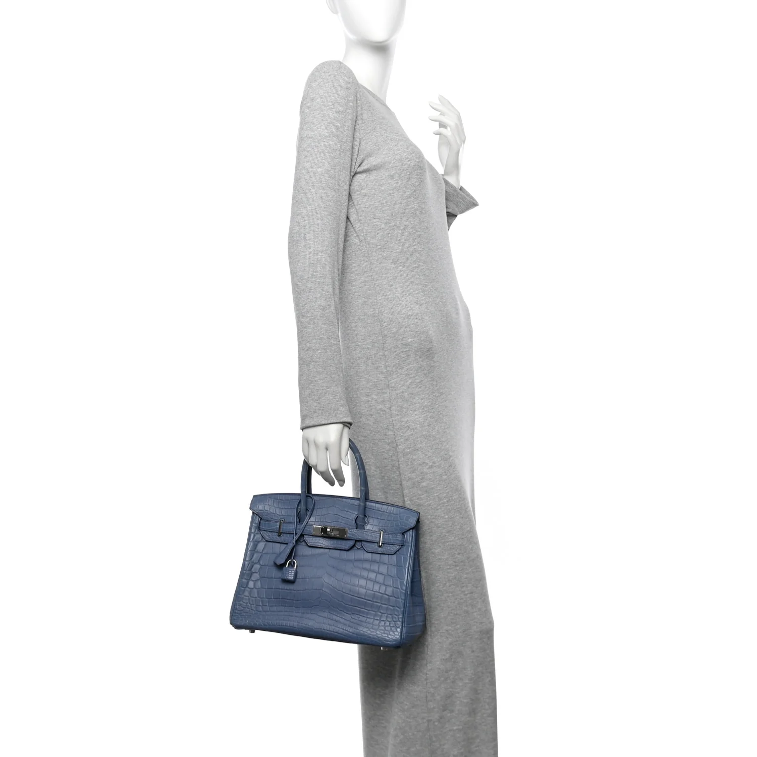 Matte Porosus Crocodile Birkin 30 Bleu Brighton - Top Club