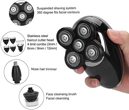 Rasoio elettrico da uomo, kit per la toelettatura con rasoio rotativo per capelli, rasoio per naso e capelli, impermeabile, rasatura a secco e bagnato e ricaricabile tramite USB