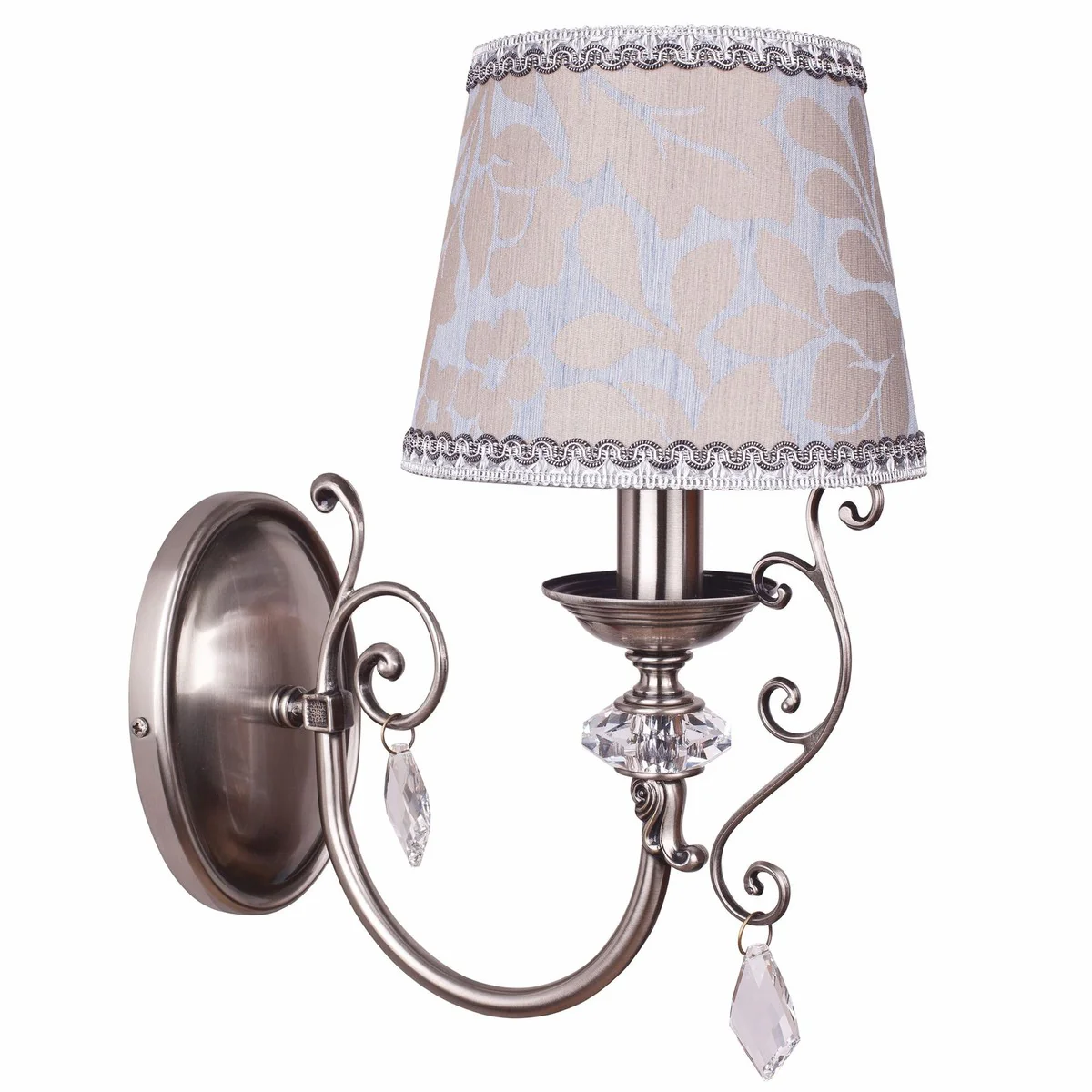 Luxury Baroque Crystal Wall Lamp Silver / Beige H. 35 cm - Baroque Lights