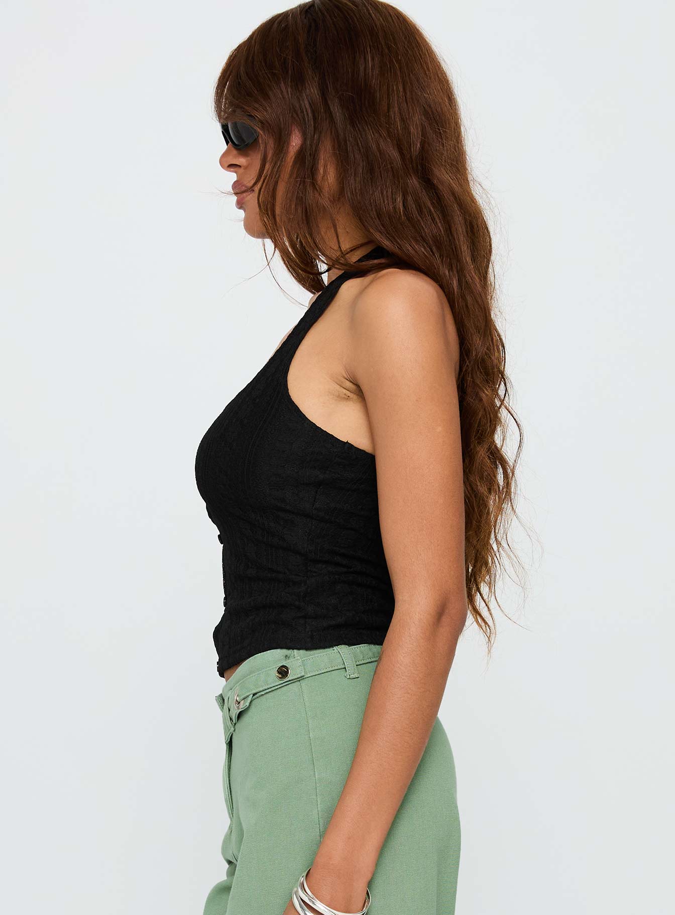 Just Talk Button Up Top Black