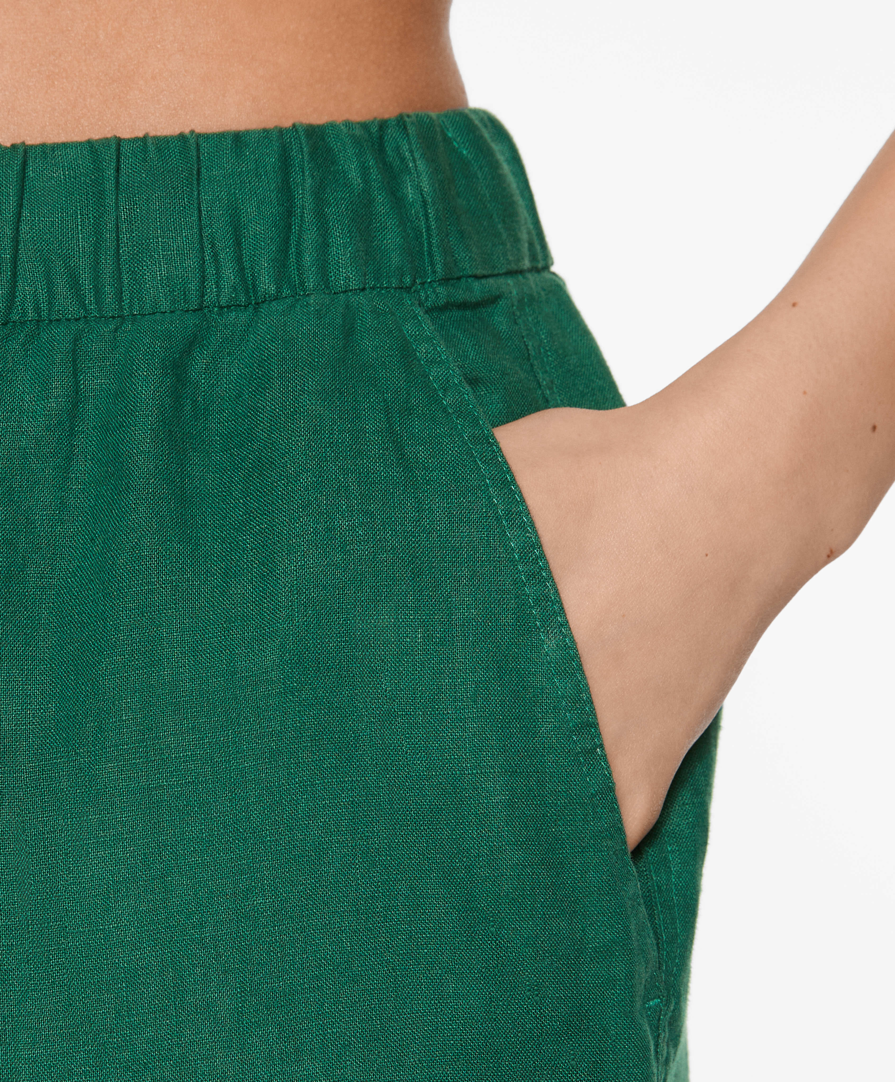 OYSHO 100% linen wide straight-leg trousers